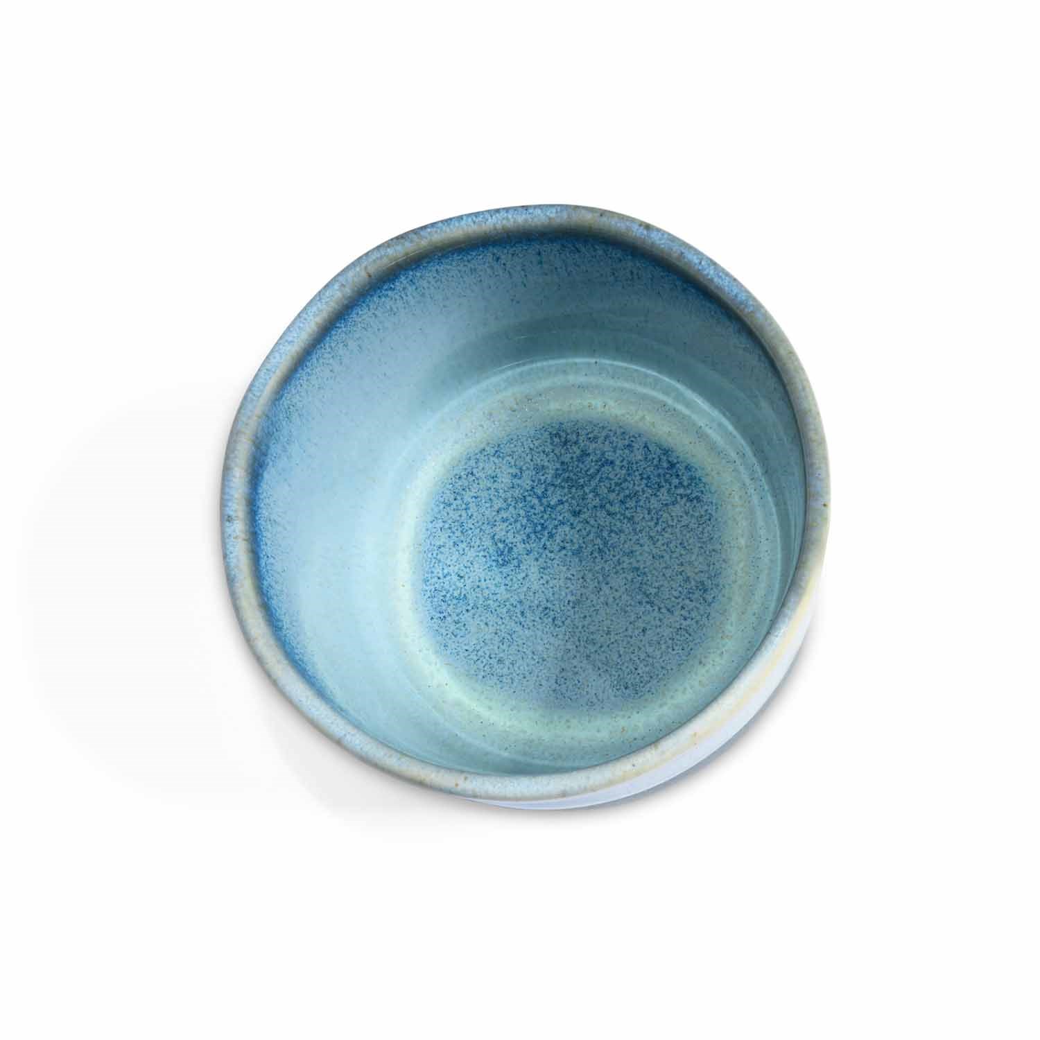 Runde hellblaue Keramikschale, glasiert innen, Schüssel, Teller, Keramik, Blau,  glaze