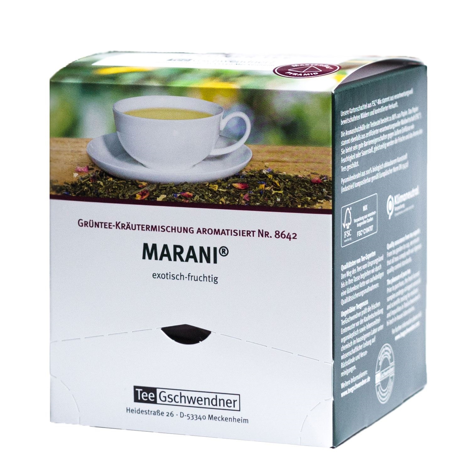 Tee Gschwendner Marani exotisch-fruchtige Grüntee-Mischung, Tee, Kräutermischung, Kräutertee, Köstlich, Beuteltee