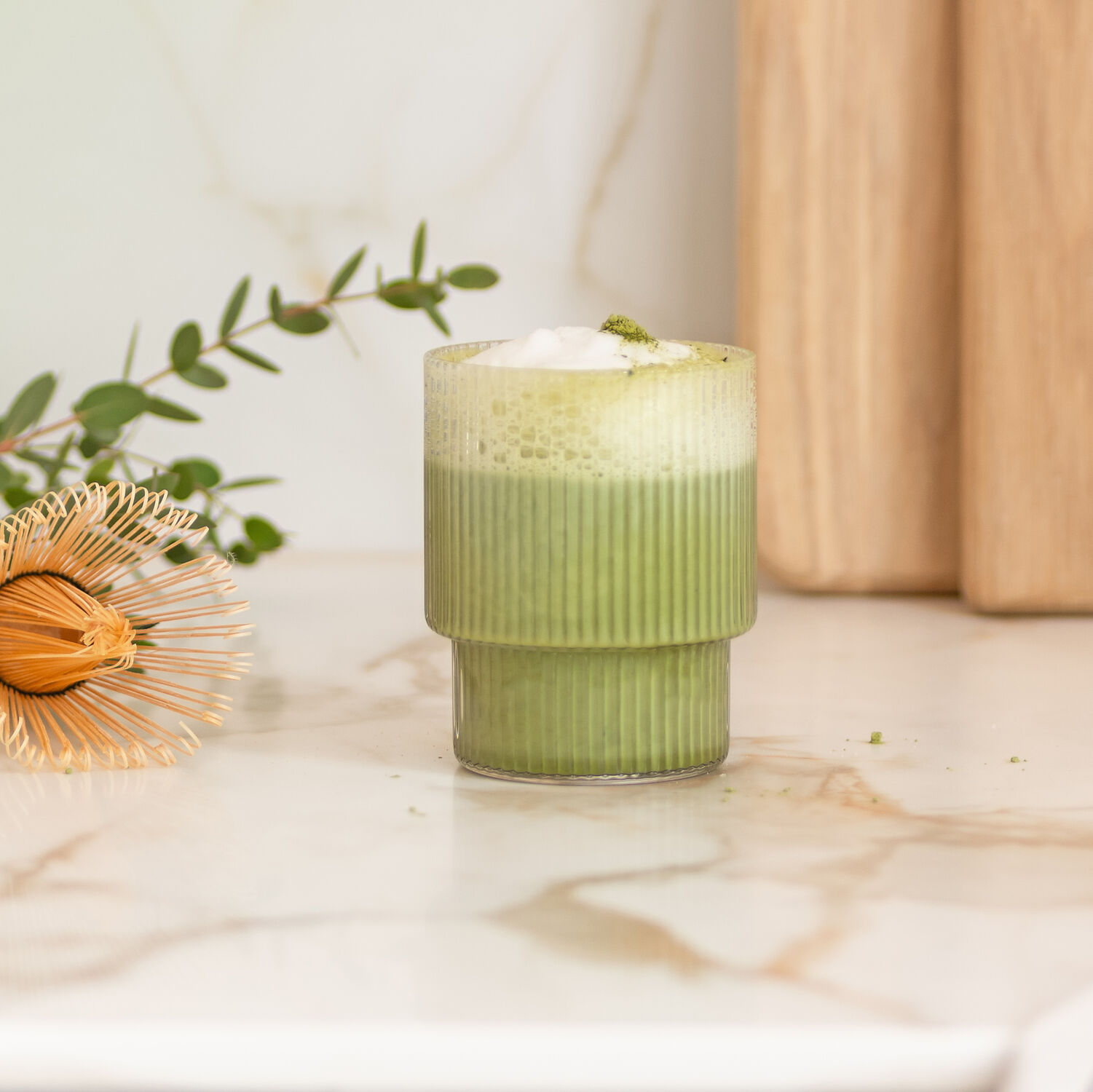 Glas, Grüner Drink, Matcha, Schichtglas, Dekor-Glas