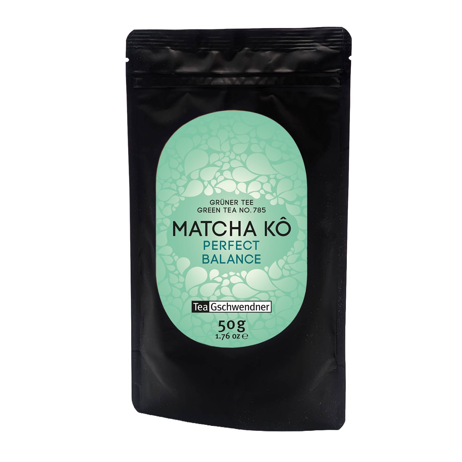 Schwarzer 50-g-Beutel Japan Matcha Kô Perfect Balance von TeaGschwendner, ausgewogener grüner Matcha für puren Genuss, Matcha Latte und Desserts, Matcha, Grüner Tee, Tee, 50 g, Beutel