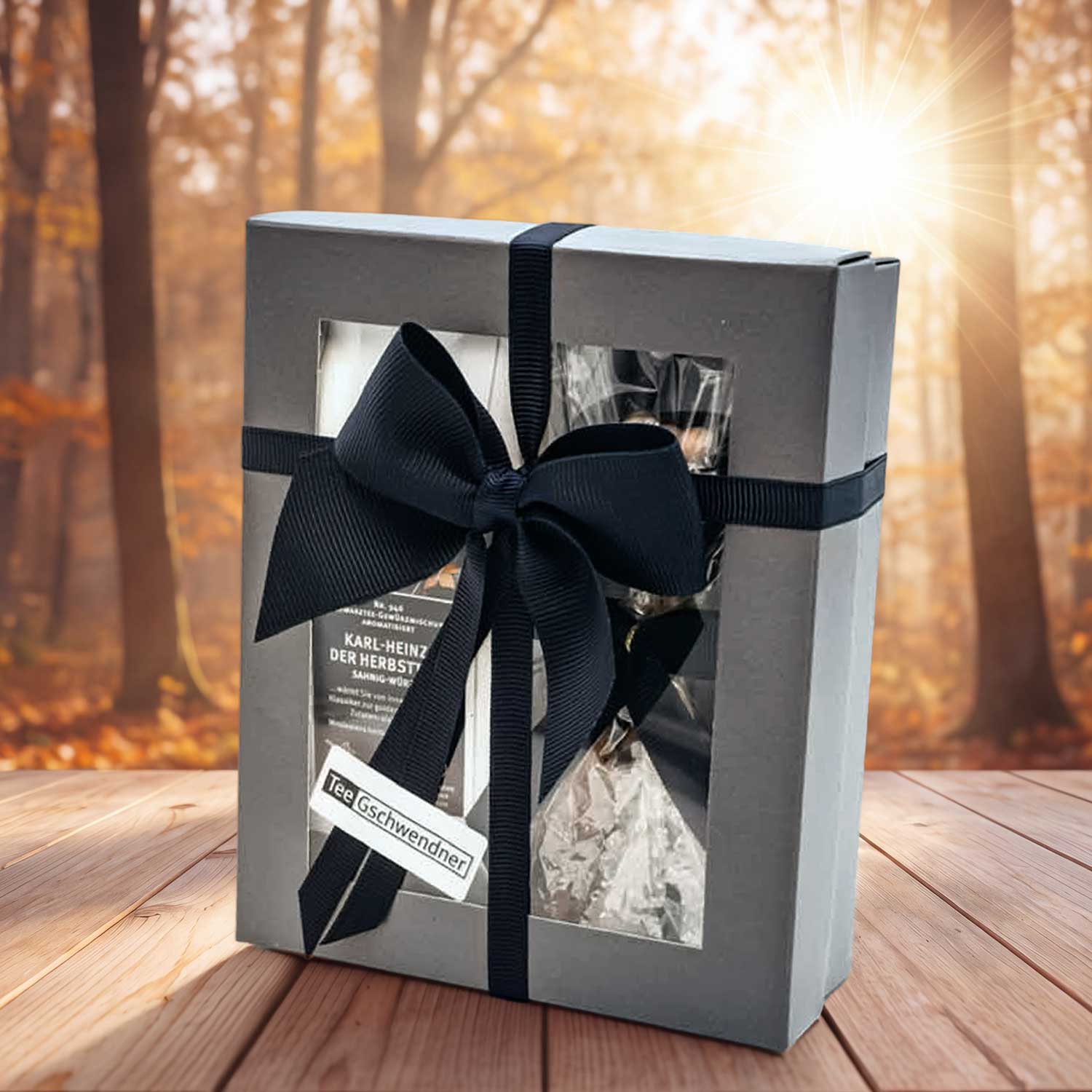 Geschenkbox, Schachtel, Schleife, Transparente Fenster, Dunkelblau