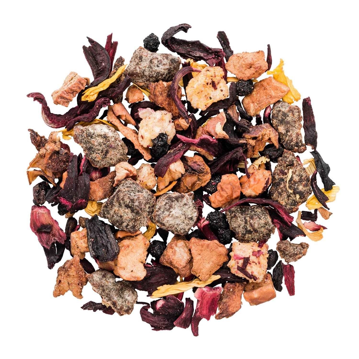 Kräutertee, Tee-Mischung, Blütenstücke, Trockenfrucht, Rosenhippe?