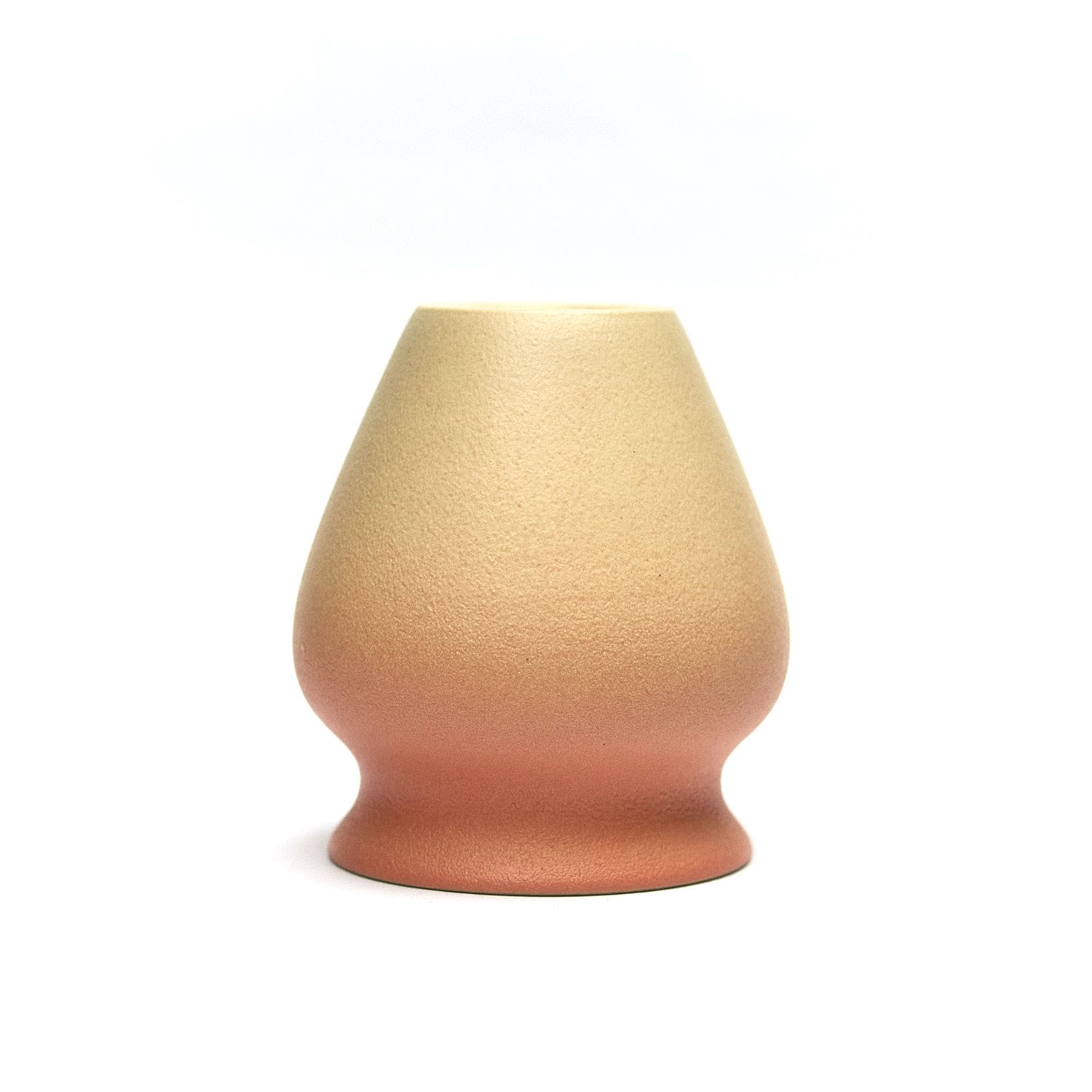 Bauchige Keramikvase in Beige mit Rostverlauf