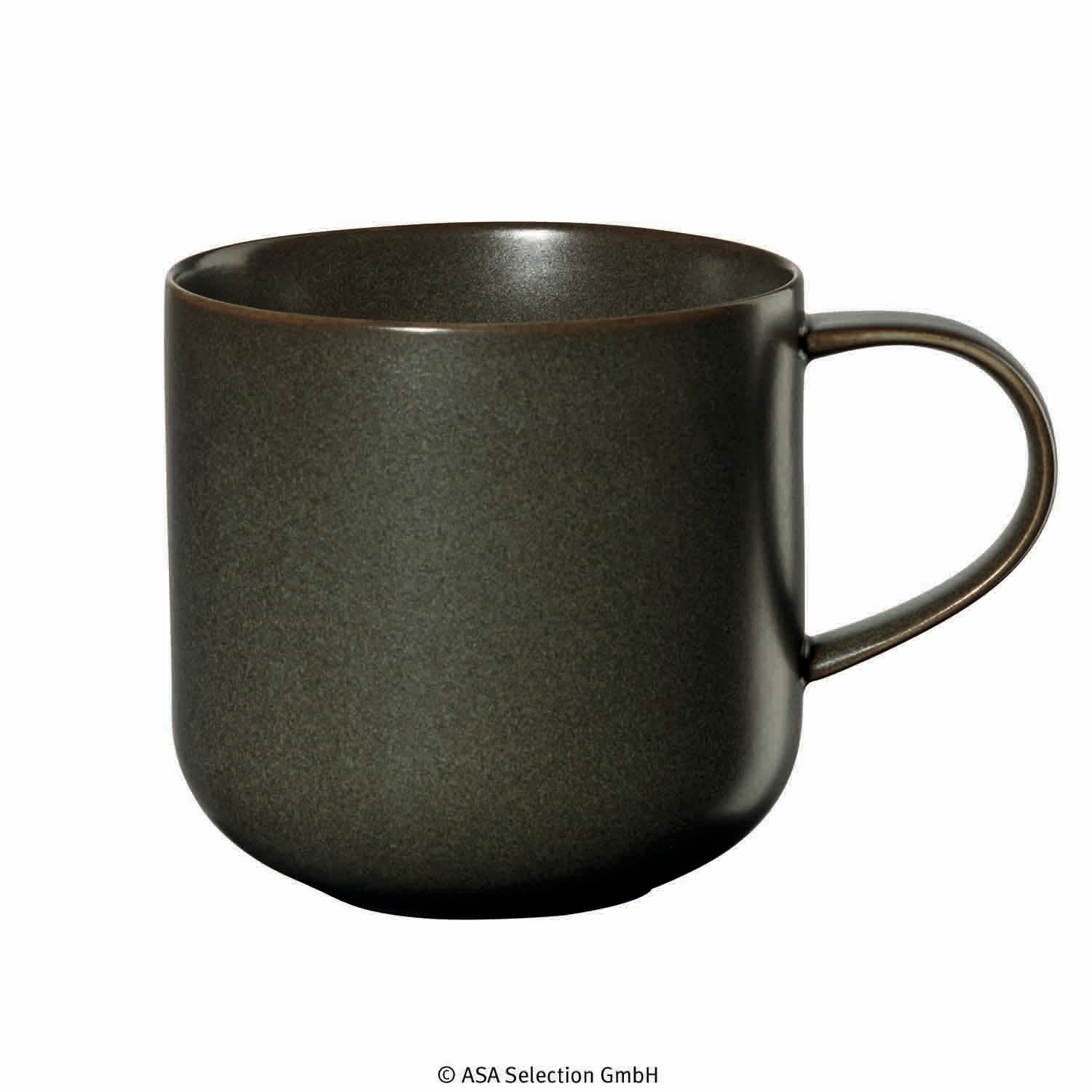 Schlichte dunkle Keramiktasse mit Henkel, Tasse, Becher, Keramik, einfarbig, schwarz