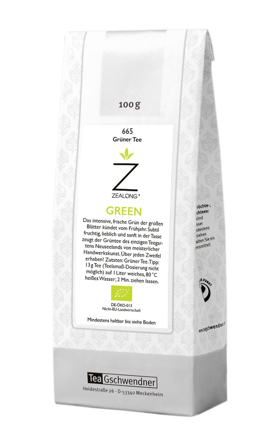 Teegeschwendner Zealong Green Grüner Tee Packung 100g, Grüner Tee, Green Tea, Teebeutel, Zealong Green, 100 g
