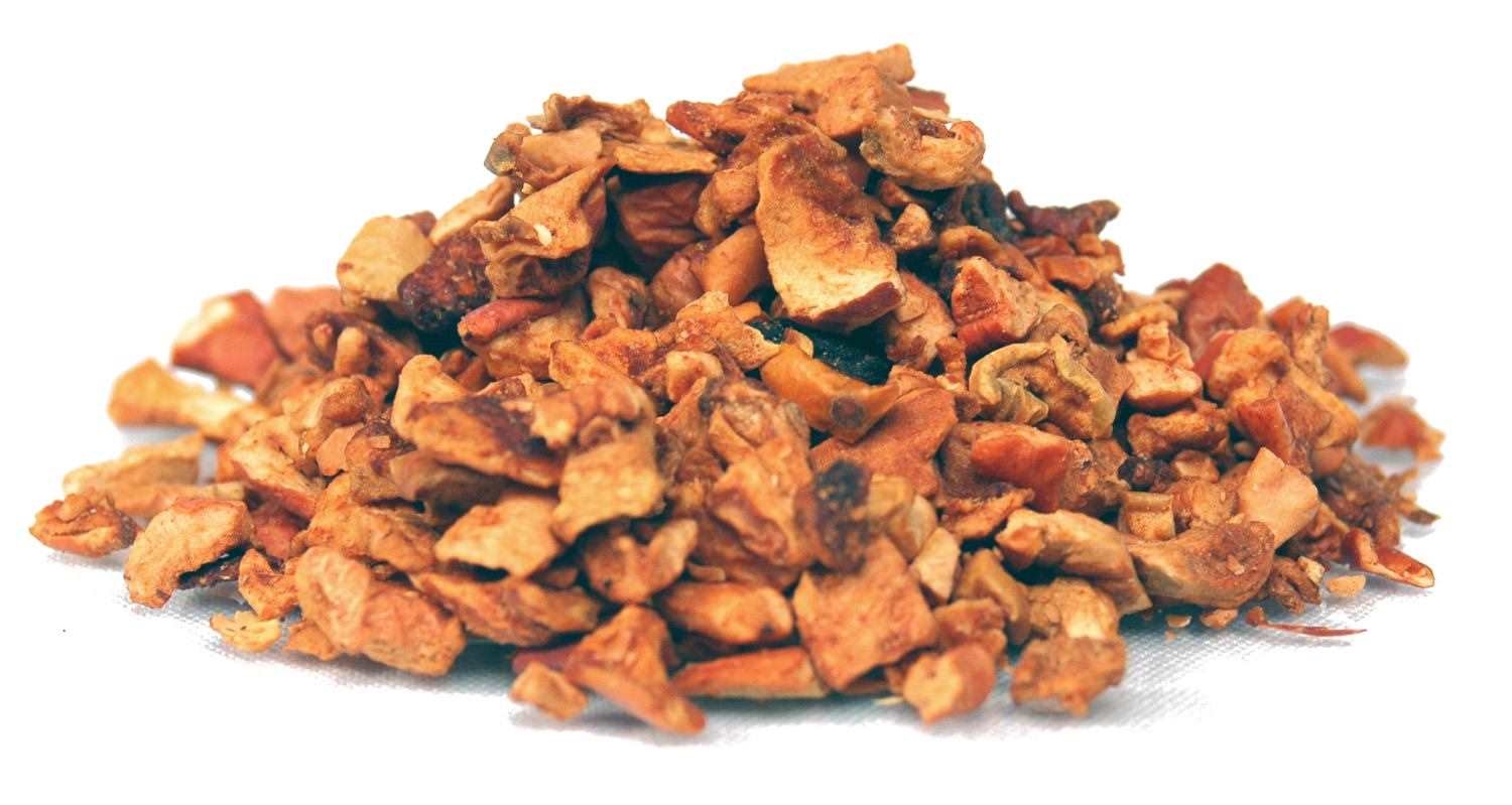 Haufen loser getrockneter Apfelstücke natur, granola, knusperstücke, haferflocken, nuesse?