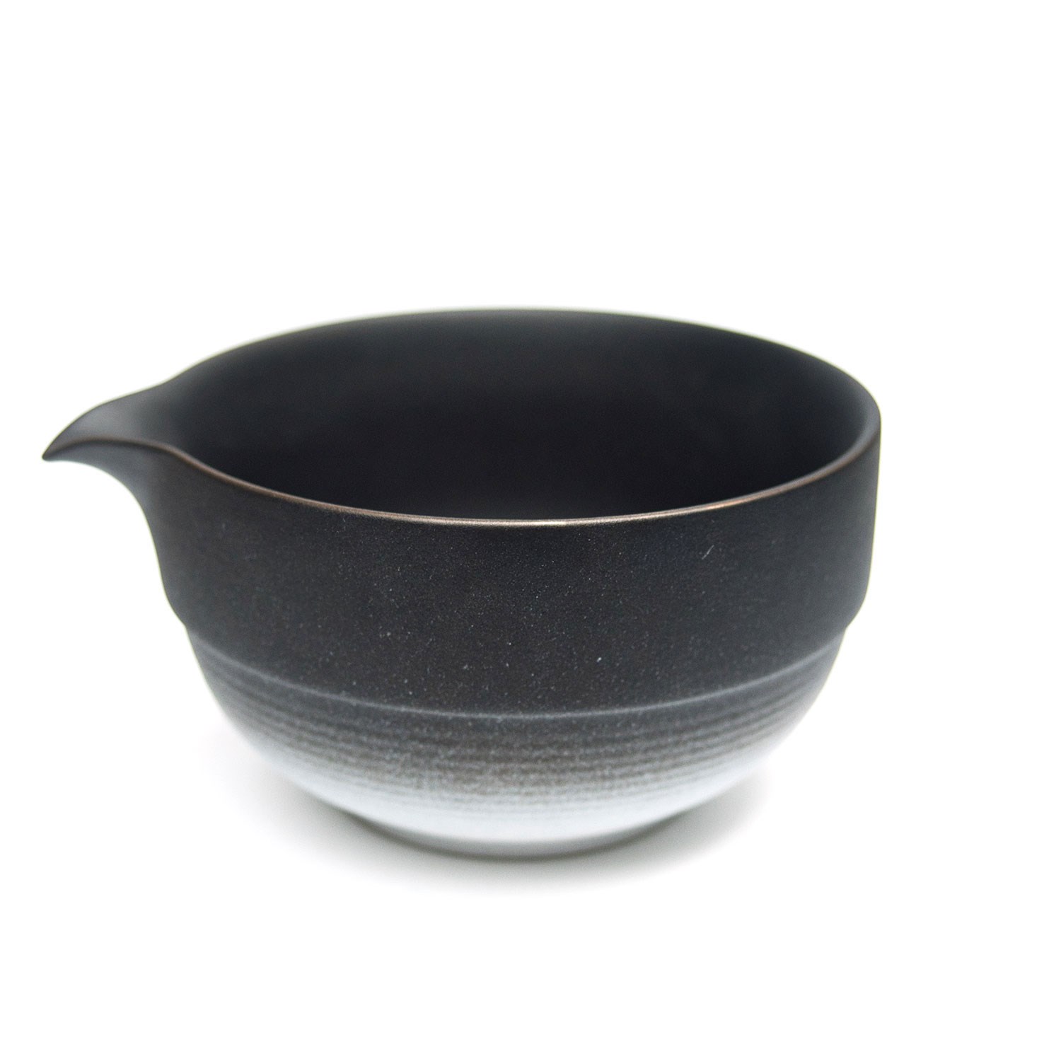 Matte black ceramic bowl with pouring spout
