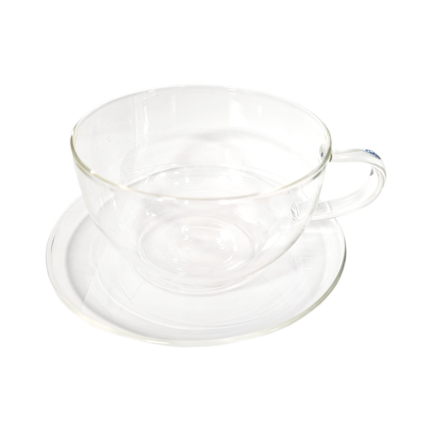 Klarglas-Teetasse mit passender Untertasse, glaskup, tasse, glas, kaffeegetränk, damaliges zubehör