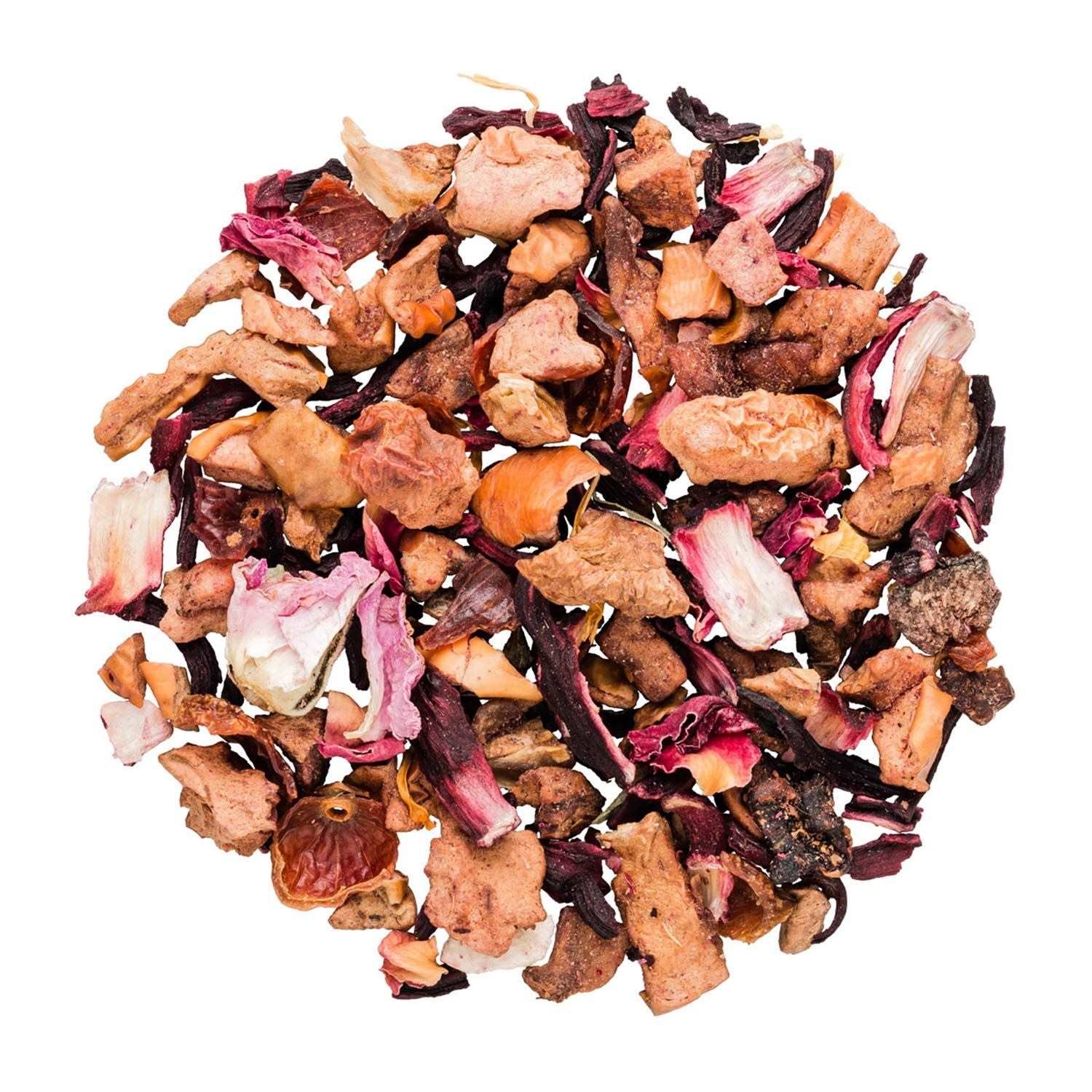 Lose Früchtetee Mischung mit getrockneten Stücken, Frucht-Tee, Tee-Zutaten, Trockenfrüchte, Blütenblätter, Rosen-Tee