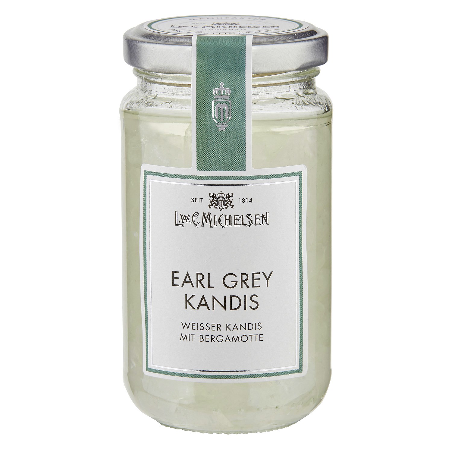 Glas L.W.C. Michelsen Earl Grey Kandis weiß, Kandis, Earl Grey, Weiß, Kandis mit Bergamotte, Glasgefäß