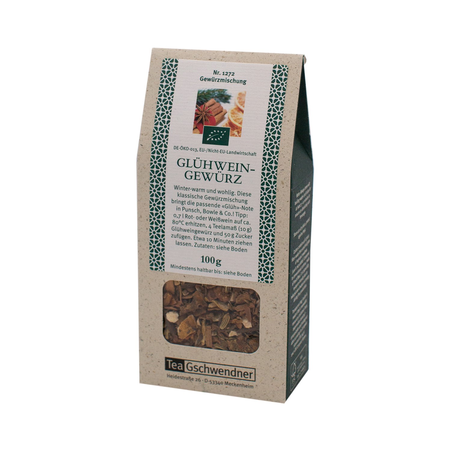 Packung TeaGschwendner Glühweingewürz 100g, Gewürz, Glühwein-Gewürz, Teemischung, 100 g, Meckenheim