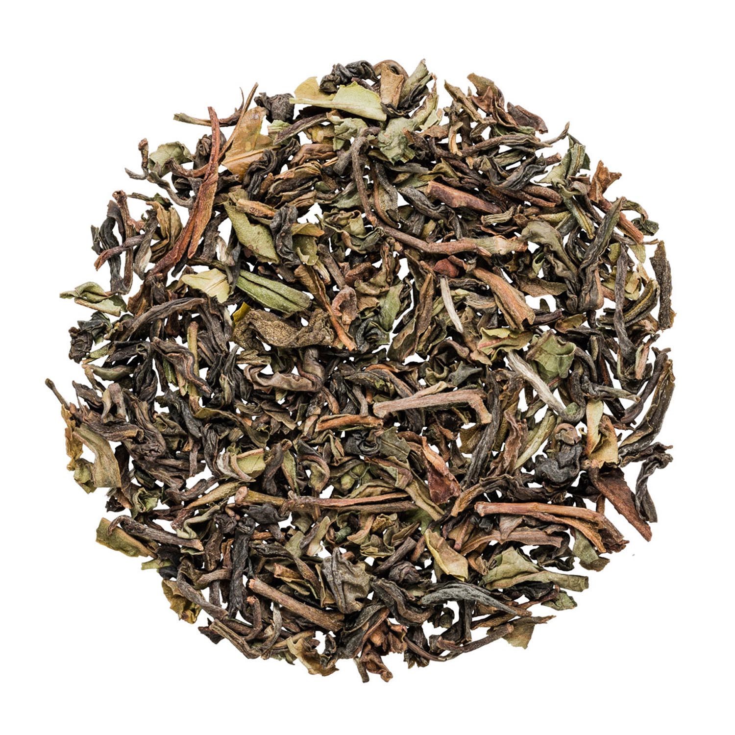 Nahaufnahme von losem Darjeeling Blatttee, Teeblätter, Lose Blatt, Grüner Tee, Kräuter Mischun, Getrocknete Blätter