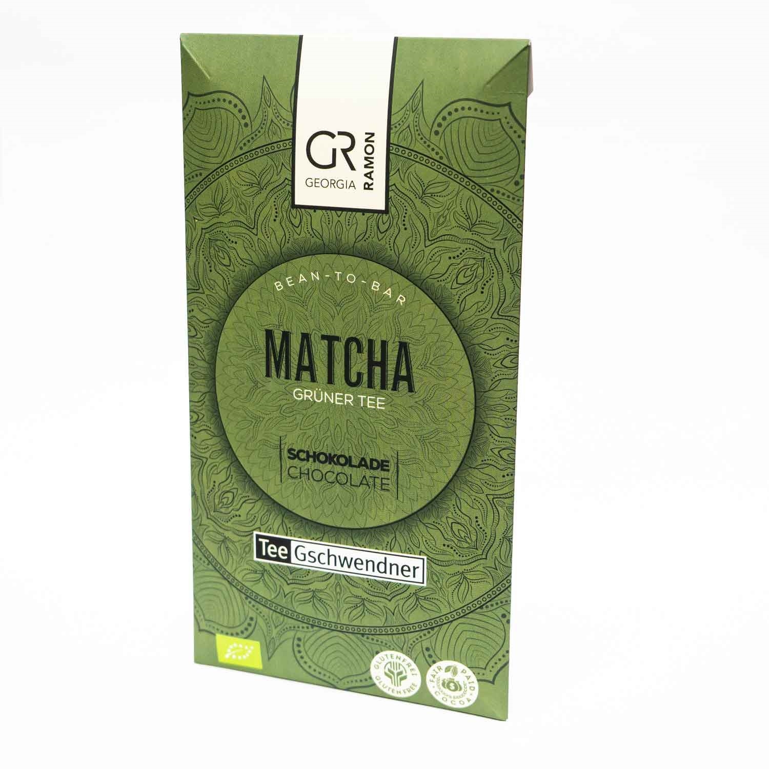 Tafel Georgia Ramon Matcha Schokolade mit Grüntee, Matcha, Grüner Tee, Schokolade, Bean-to-Bar, Tee Schwendner