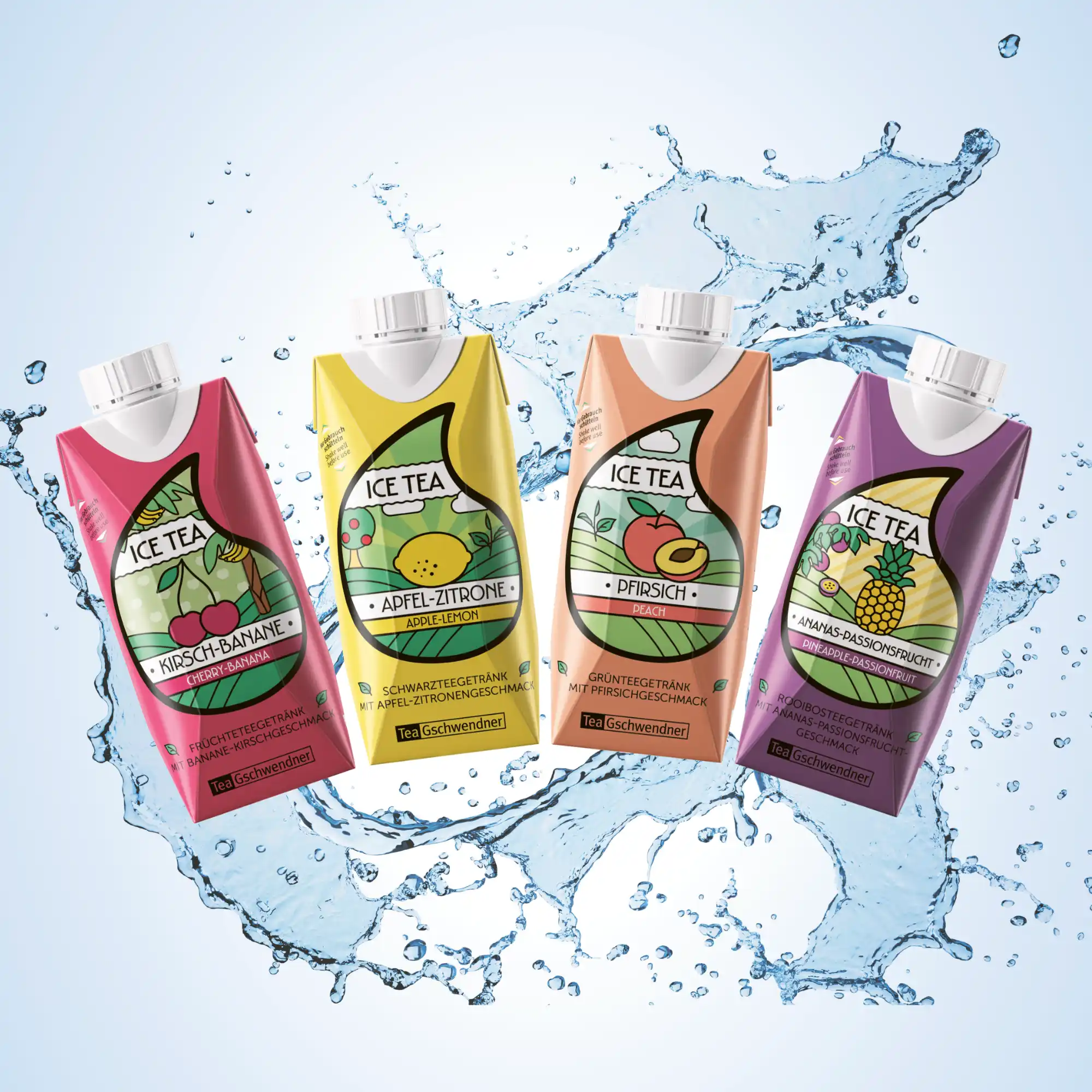 TeaGschwendner Ice Tea Drinks in vier Sorten