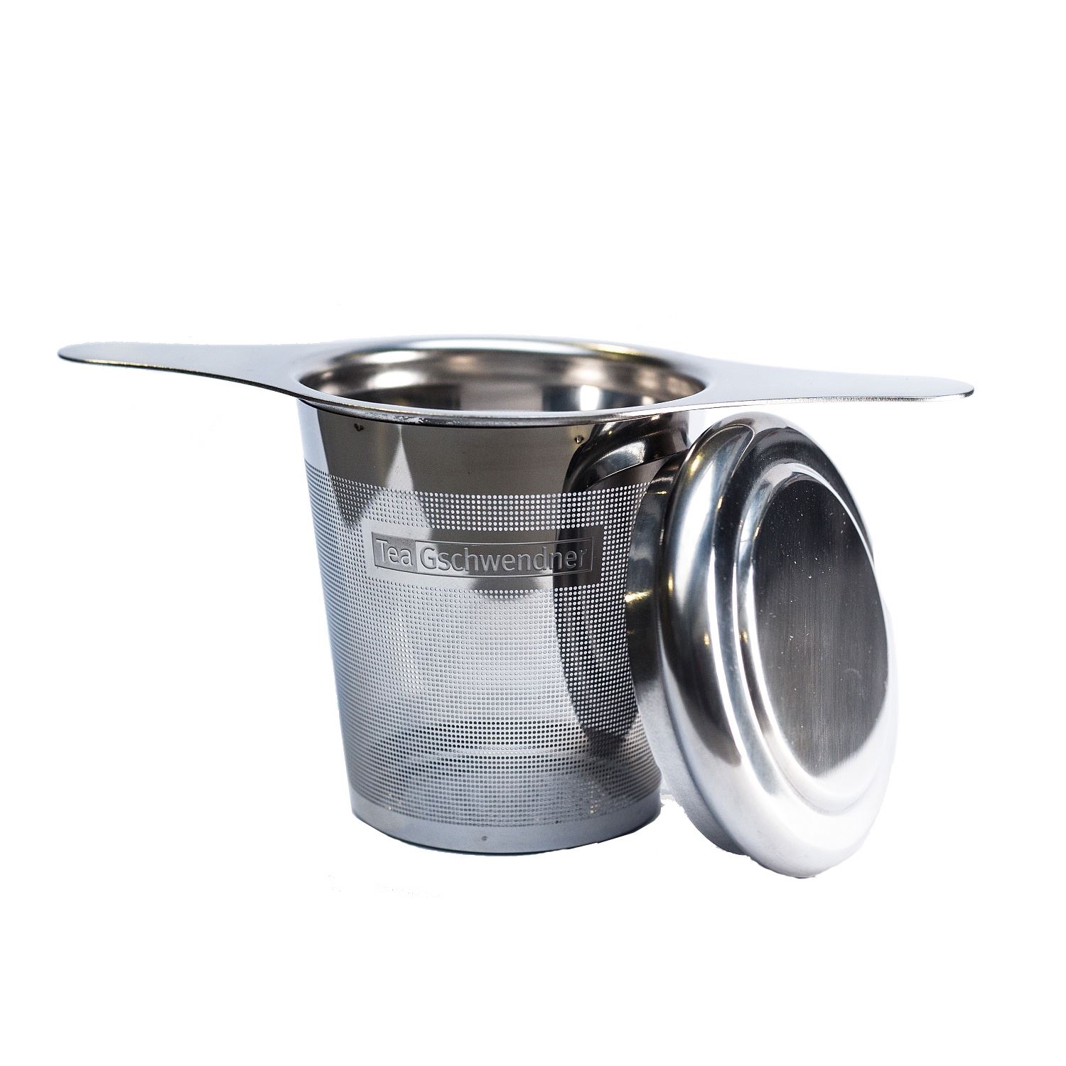 Feines Edelstahl-Teesieb mit Deckel von Tea Gschwendner, Teekanne, Stahl, Filtertopf, Kaffee-/Teekanne, Metall