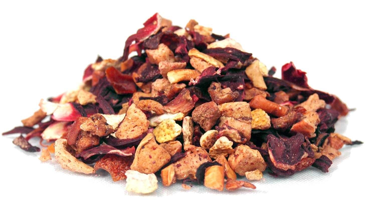 Bunter loser Früchtetee mit getrockneten Stücken, fruitsé dried fruit, rosehip, cranberry, tea blend, herbal