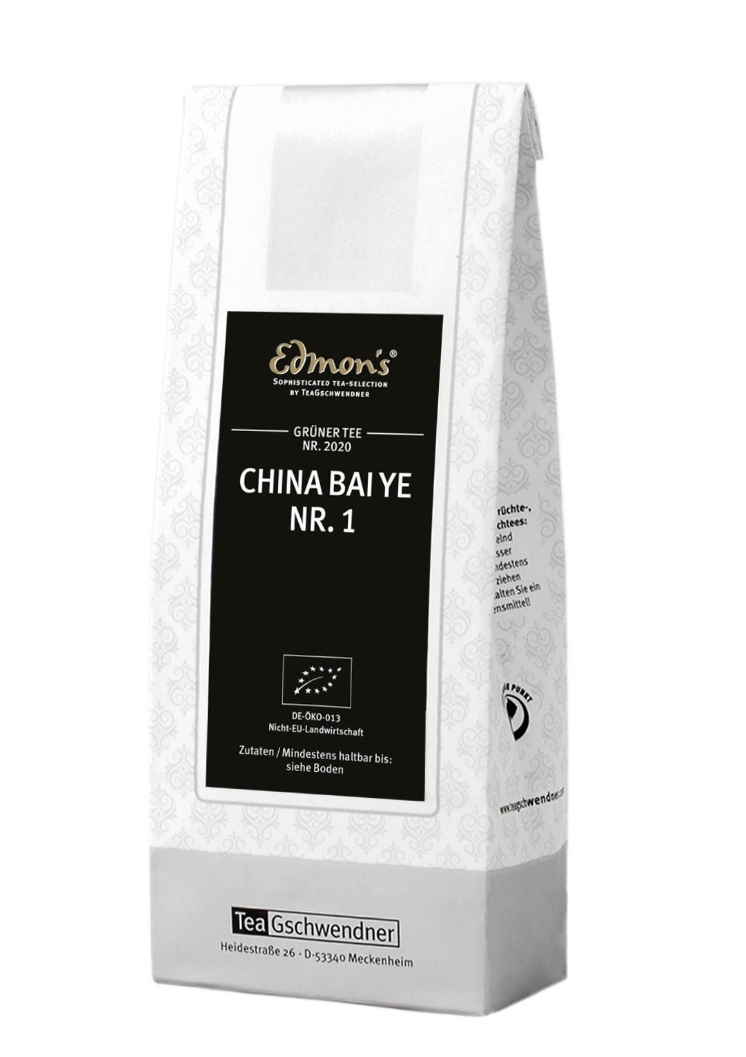 Teepackung Edmon’s China Bai Ye Nr. 1 Grüntee, China Bai Ye, Nr. 1, Grüner Tee, Teepaket, Edmonds