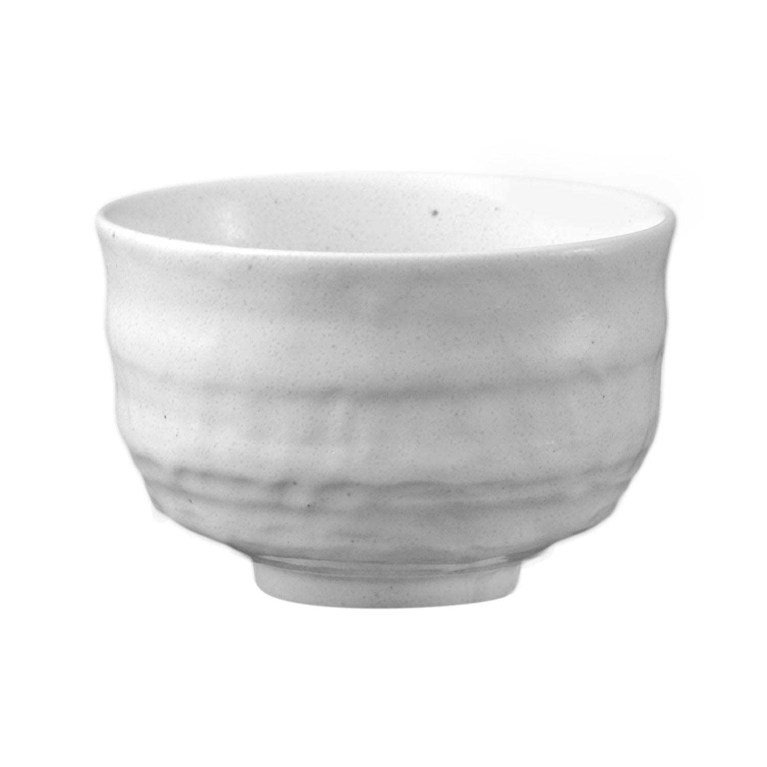 Weiße Keramik-Teeschale im japanischen Stil, Schüssel, Porzellan, Weiß, Rillenstruktur, Tasse/Schale