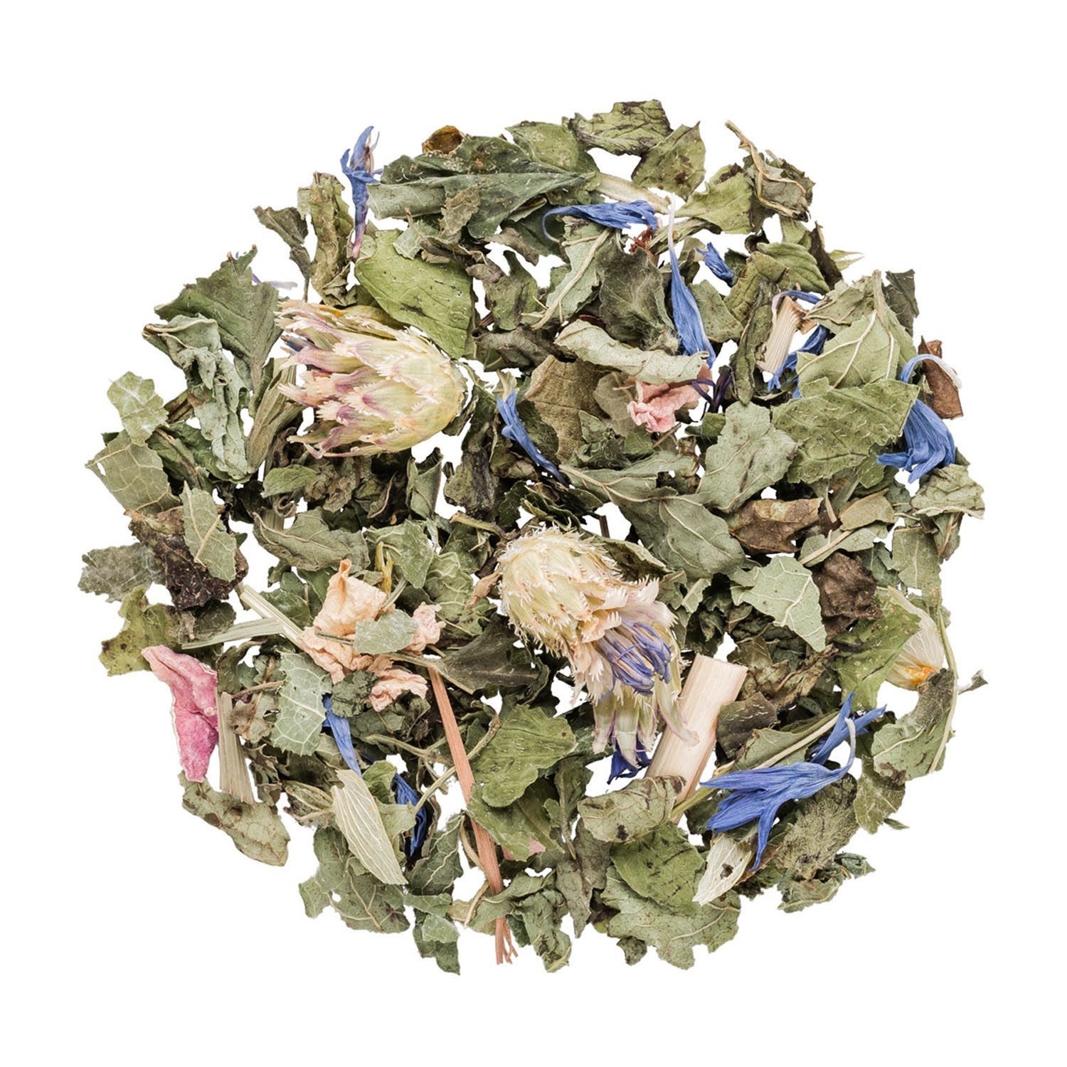 Lose Kräutertee-Mischung mit getrockneten Blüten, Kräutertee, Kräuter Mischung, Blüten, getrocknet, Teeblätter