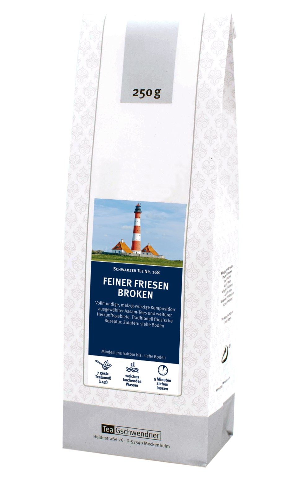 Schwarzer Tee Feiner Friesen Broken von Tea Gschwendner, Teesiegel, Schwarzer Tee, Friesen Broken, 250 g, Kaschiertes Packmaß