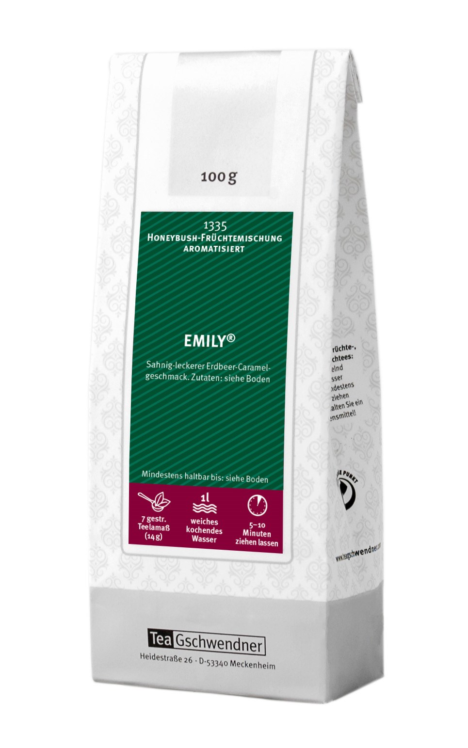 Teegschwendner Emily Honeybush-Früchtetee 100g Beutel, Kaffeemischung, Honeybush, Früchtetee, Ernte 100 g, Emily