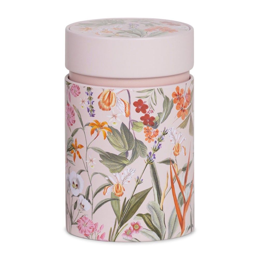 Boîte à thé ronde Eigenart Mira rose 150g en fer-blanc, rose pâle avec motif floral délicat pour conserver le thé à l’abri de l’air et de la lumière