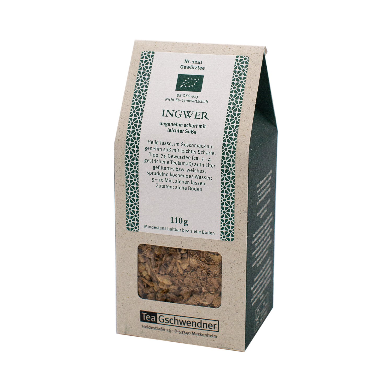 Packung Tea Gschwendner Ingwertee lose 110g, Gewürztee, Ingwer, Kräutertee, lose Blätter, 110 g