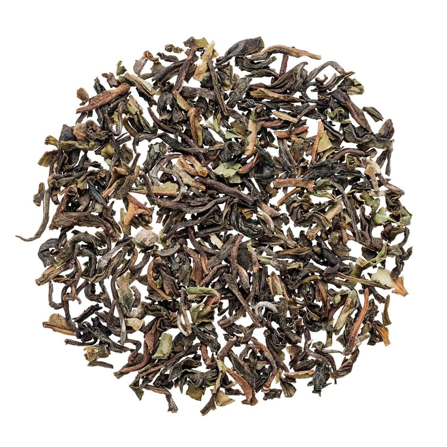 Nahaufnahme von losem Darjeeling Schwarztee First Flush, Tee, Schwarztee, Blätter, Lose Blätter, Teemischung
