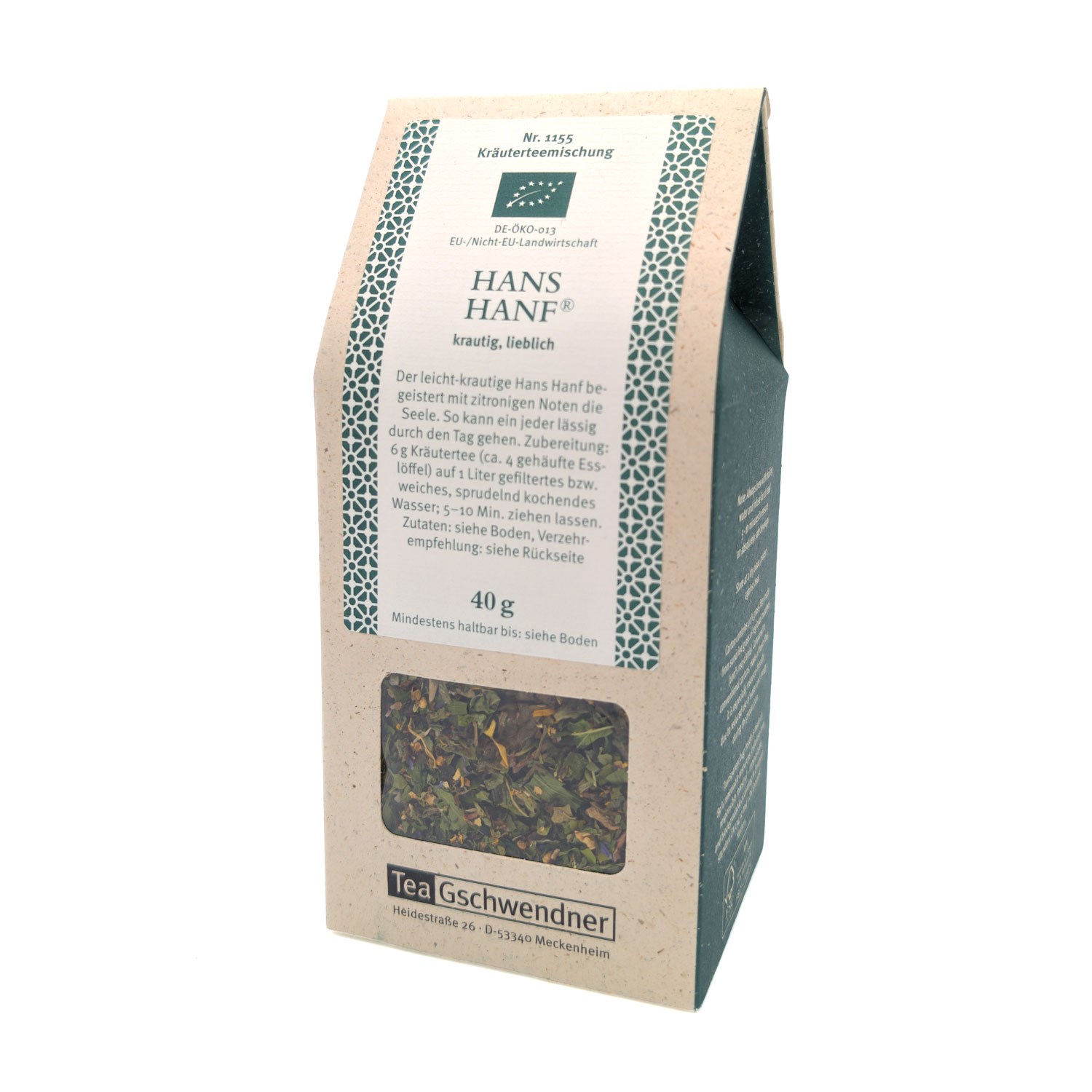 Boîte de thé aux herbes Hans Hanf Tea Gschwendner 40g