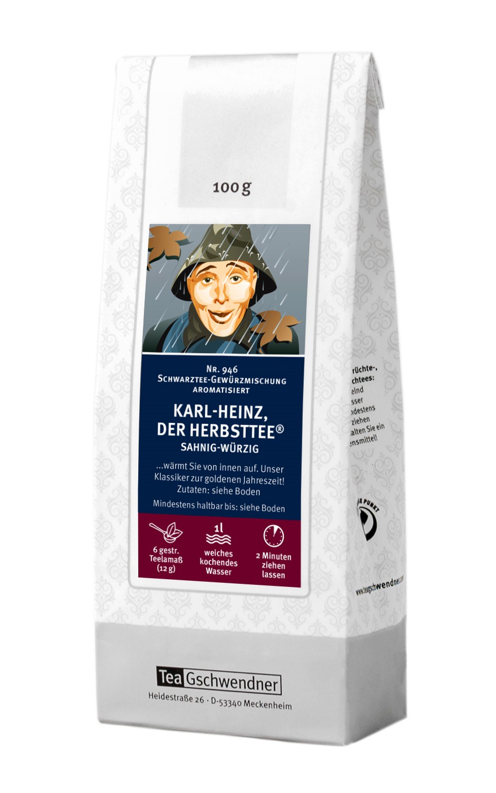 Teegschwendner Karl-Heinz, der Herbsttee® Schwarzer Gewürzte, Kräutertee, Gewürztee, Herbsttee, Sahningwürzig, 1 l