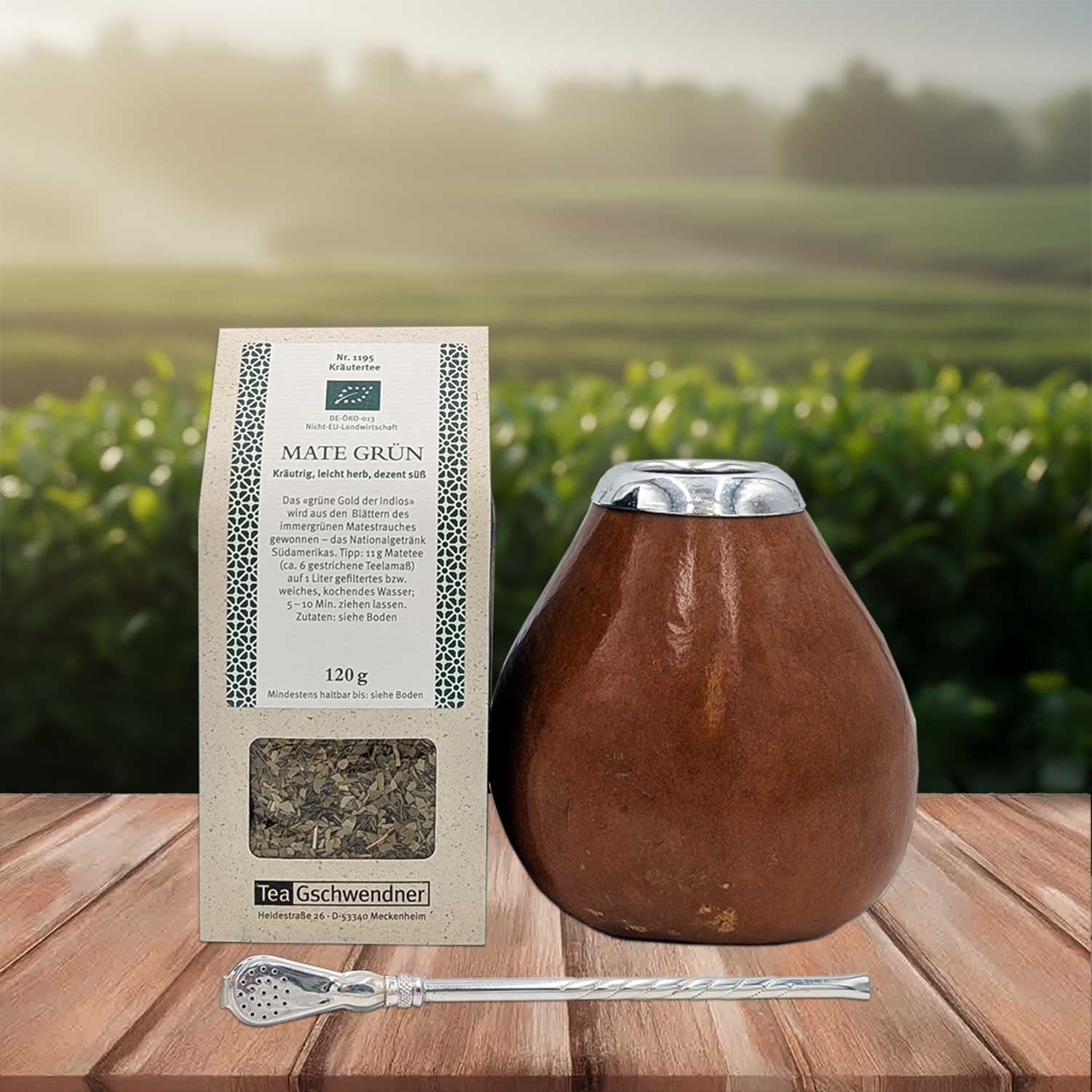 Mate Magic Set: 120 g grüner Mate mit Cuia und Bombilla, Tee, Tee-Kanne, Kräutertee, Grüner Tee, Glaskaraffe