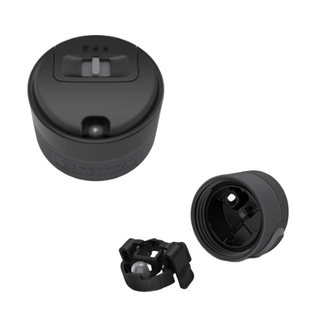 Schwarzer Kambukka Ersatzdeckel für Trinkflaschen, Kopfstück, Ladesystem, Klemmverschluss, Schwarz, Mini-Adapter