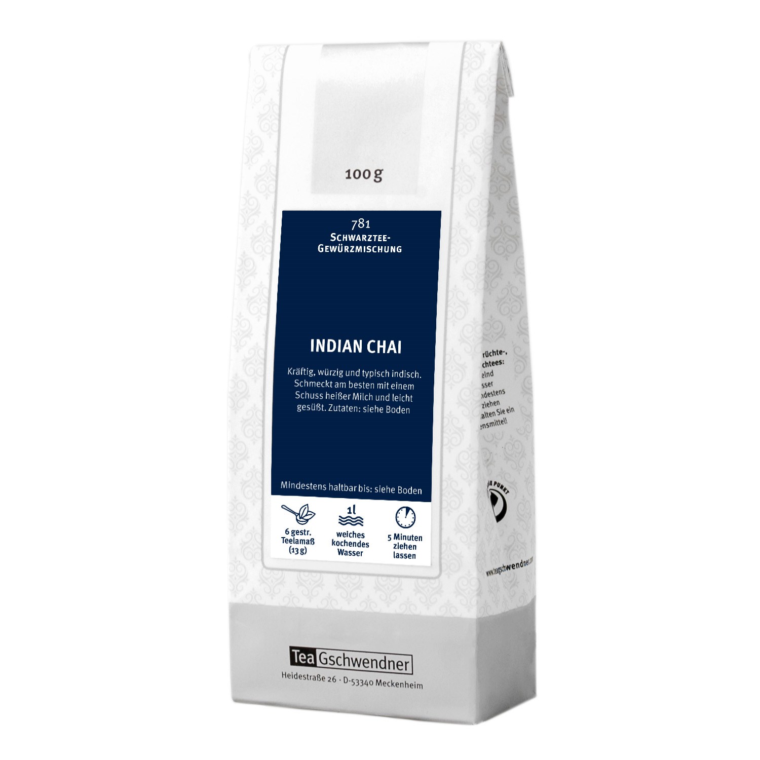 Teepackung TeaGschwendner Indian Chai 781, 100g, Indischer chai, Gewürztee-Mischung, 100 g, Teemischung, Indischer chai