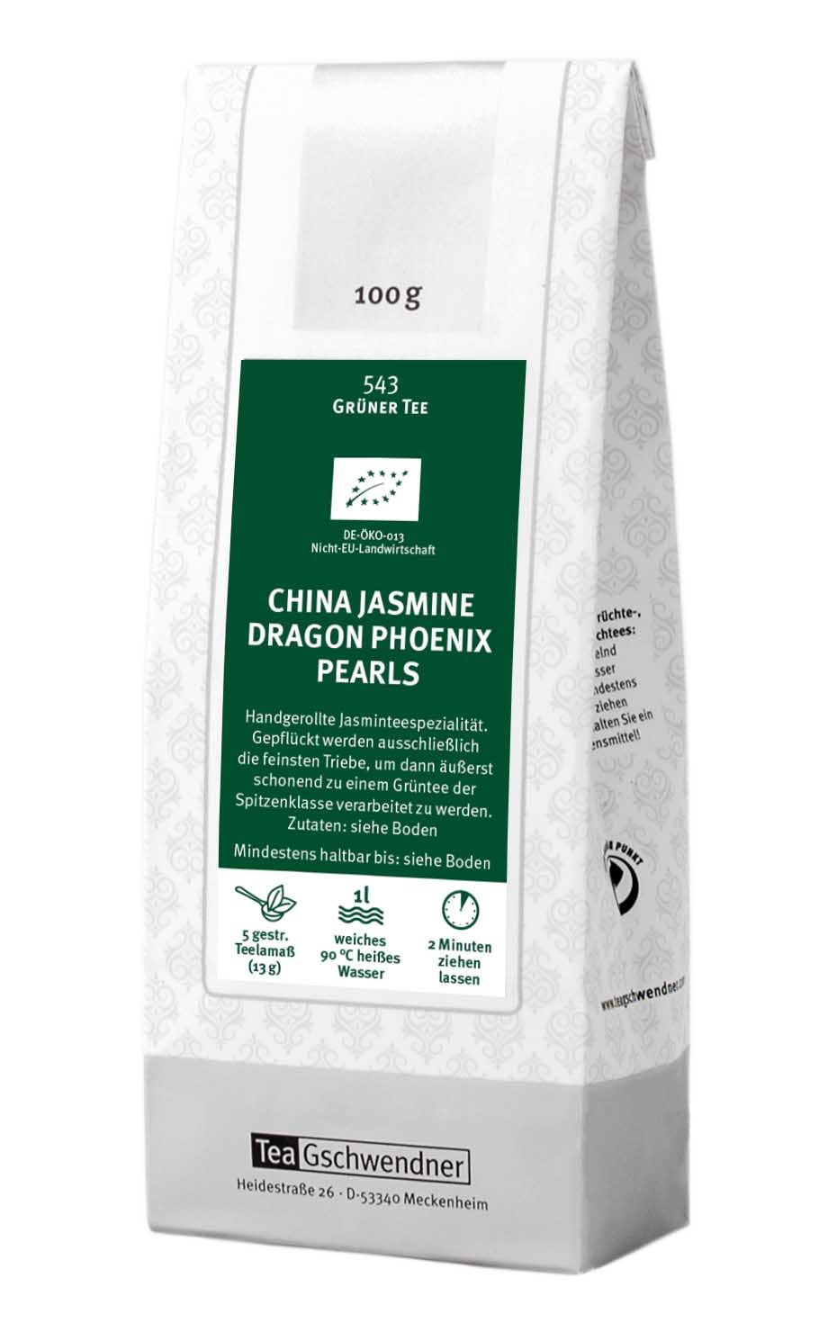Teegschwendner China Jasmine Dragon Phoenix Pearls Grüntee 1, China Jasmine, Dragon Phoenix Pearls, Jasmintee, Grüner Tee, Teebeschreibung