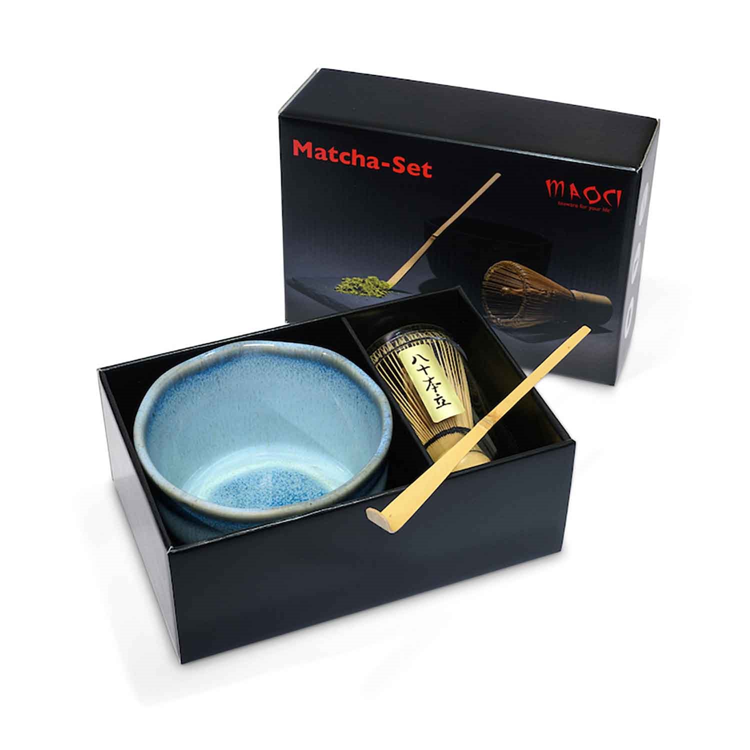 Matcha-Set Geschenkbox mit Schale, Besen und Löffel, Matcha-Set, Teeschale, Schüssel, Bambusbesen, Schachtel