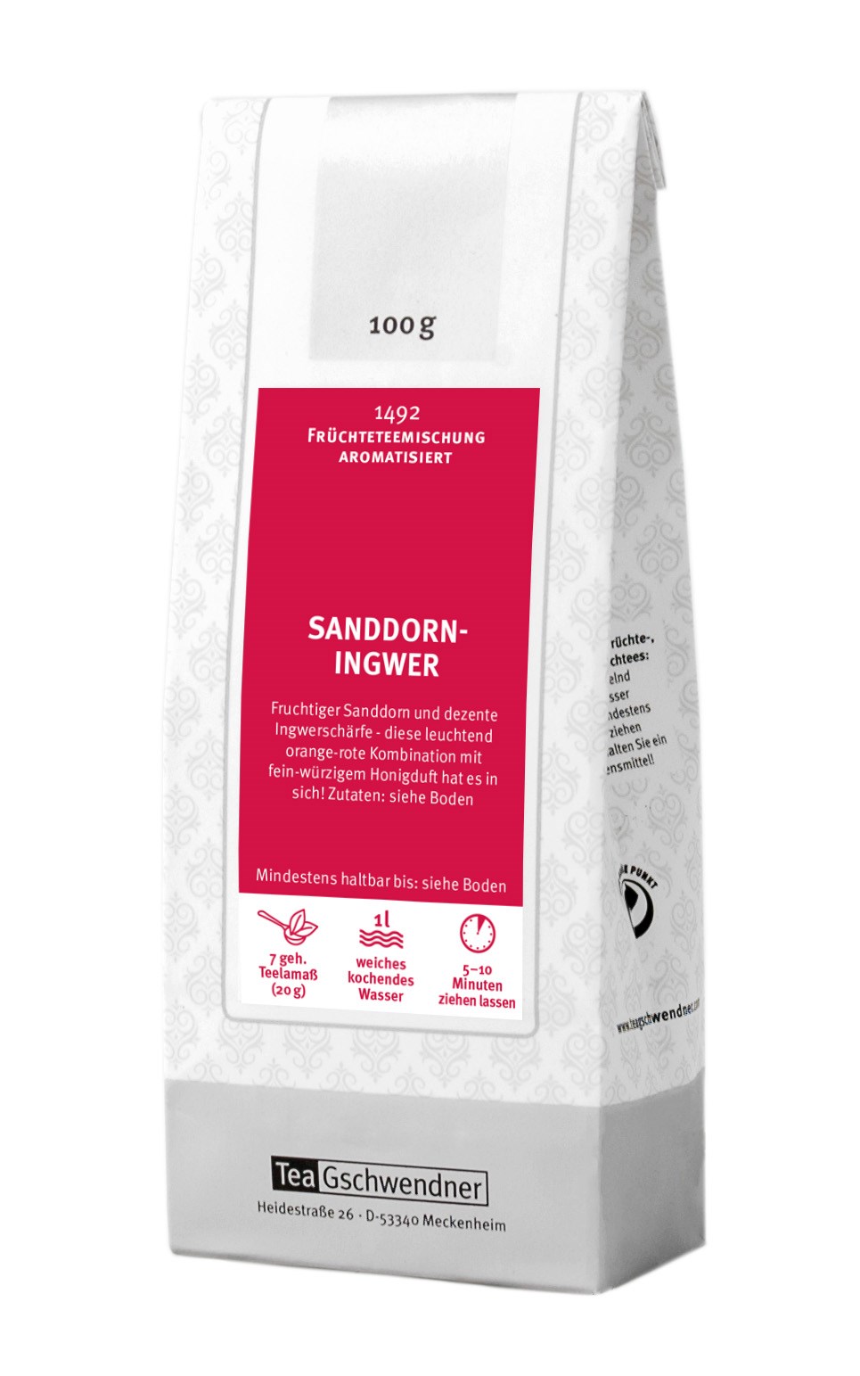 Teegschwendner Sanddorn Ingwer aromatisierter Früchtetee 100, Sanddorn, Ingwer, Früchtetee, Aromatisiert, Teepaket