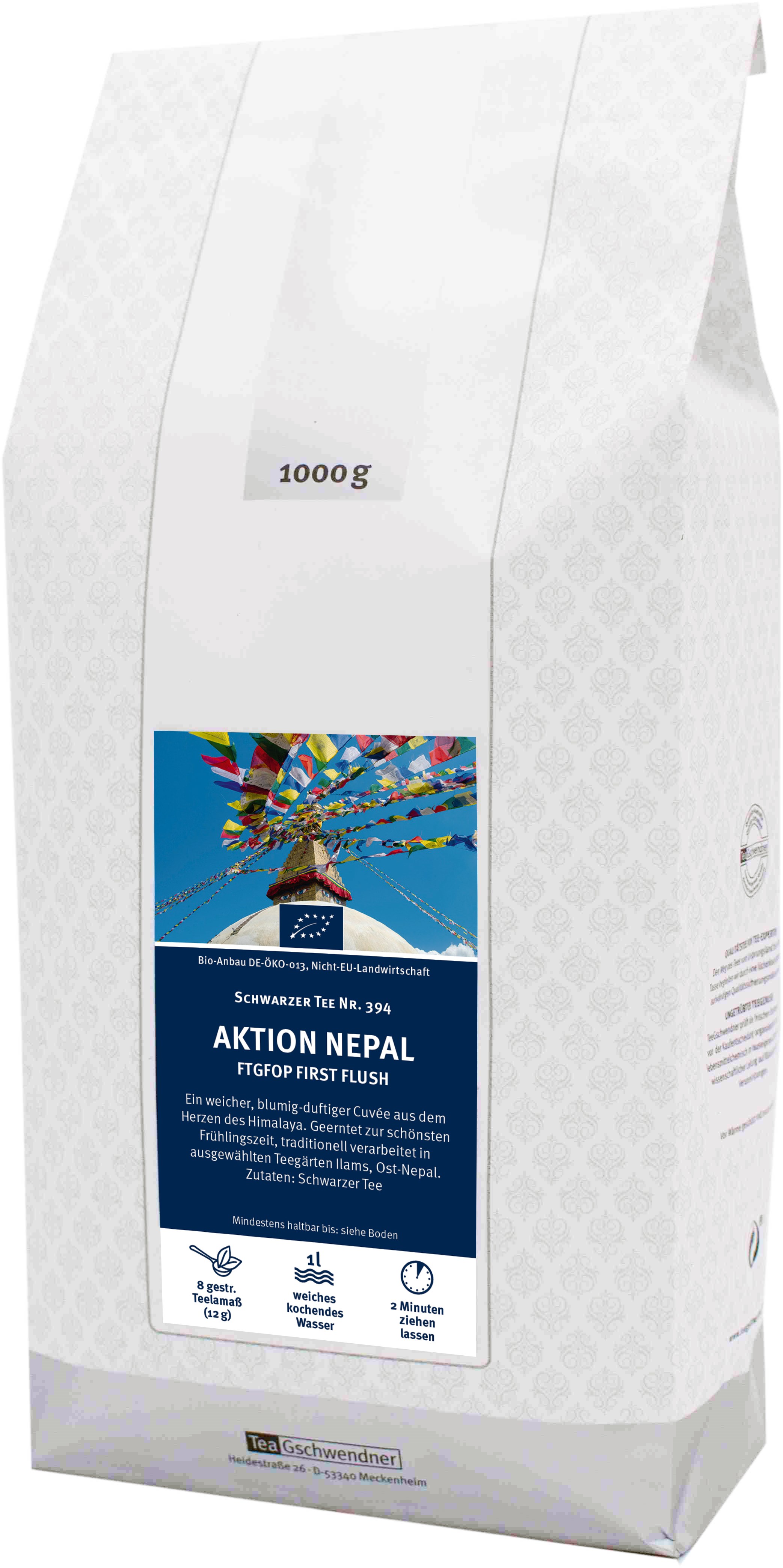 1kg Beutel TeeGschwendner Aktion Nepal Schwarzer Tee, Tee, Schwarztee, 1000 g, Aktionspaket Nepal, First Flush