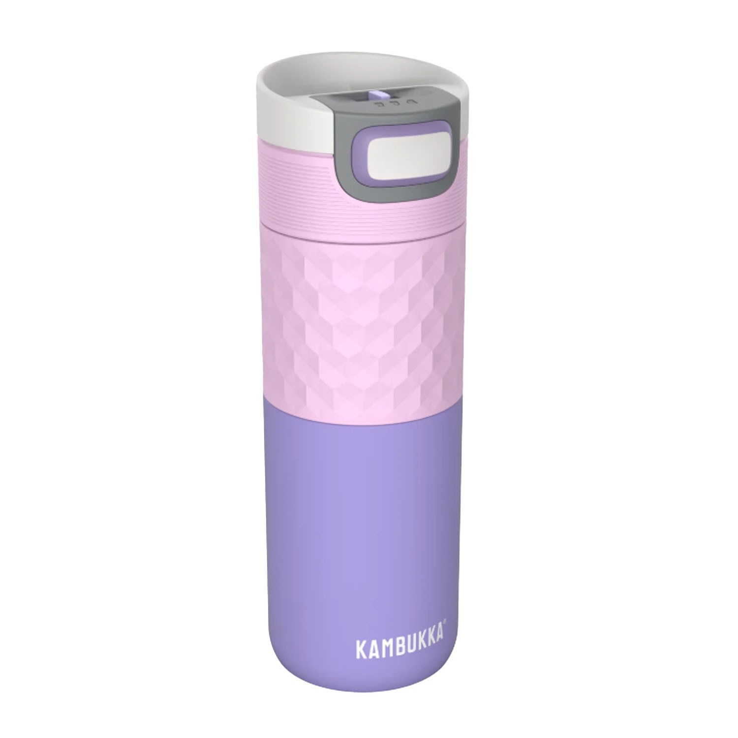 Kambukka Isolierbecher lila rosa mit Trinkverschluss, Trinkflasche, Thermos, Rosa-Lila Muster, Trinkbehälter, Mittlerer Durchmesser
