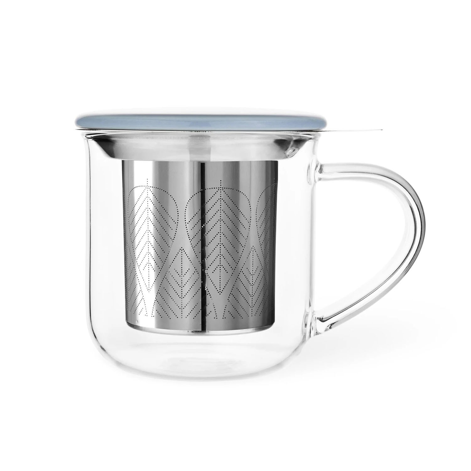 Transparente Teetasse mit Metallsieb und Deckel, glasbecher, tee-filter, glasbehälter, hitzeschutz, transparent