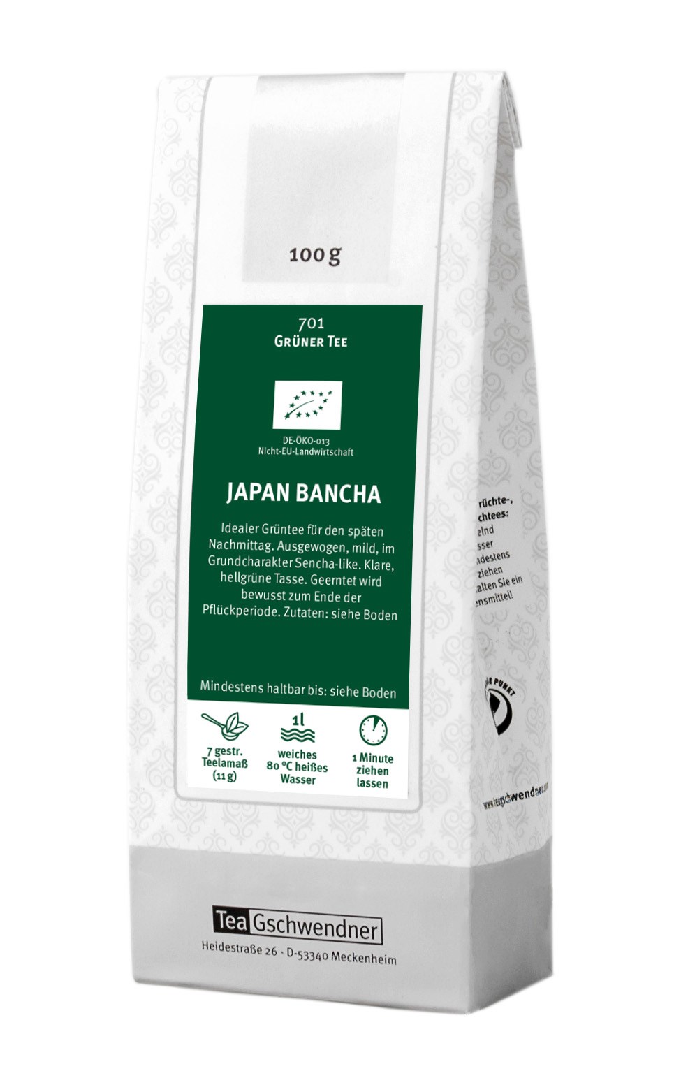 Japan Bancha Grüner Tee 100g Packung von TeaGschwendner, Japan Bancha, Grüner Tee, 100 g, 1 L, Teebeutel?