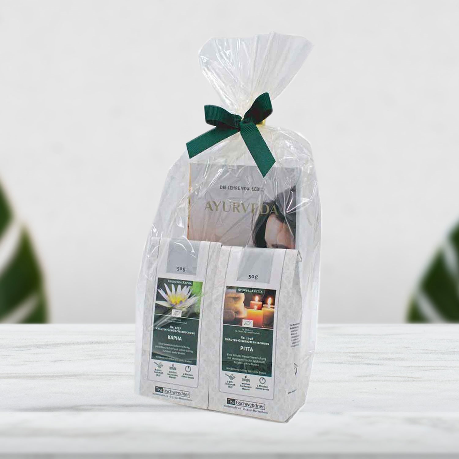 Ayurveda Tee Geschenkset mit Kapha und Pitta Sorten, Ayurveda, Teemischung, Geschenkset, 50g, Paket