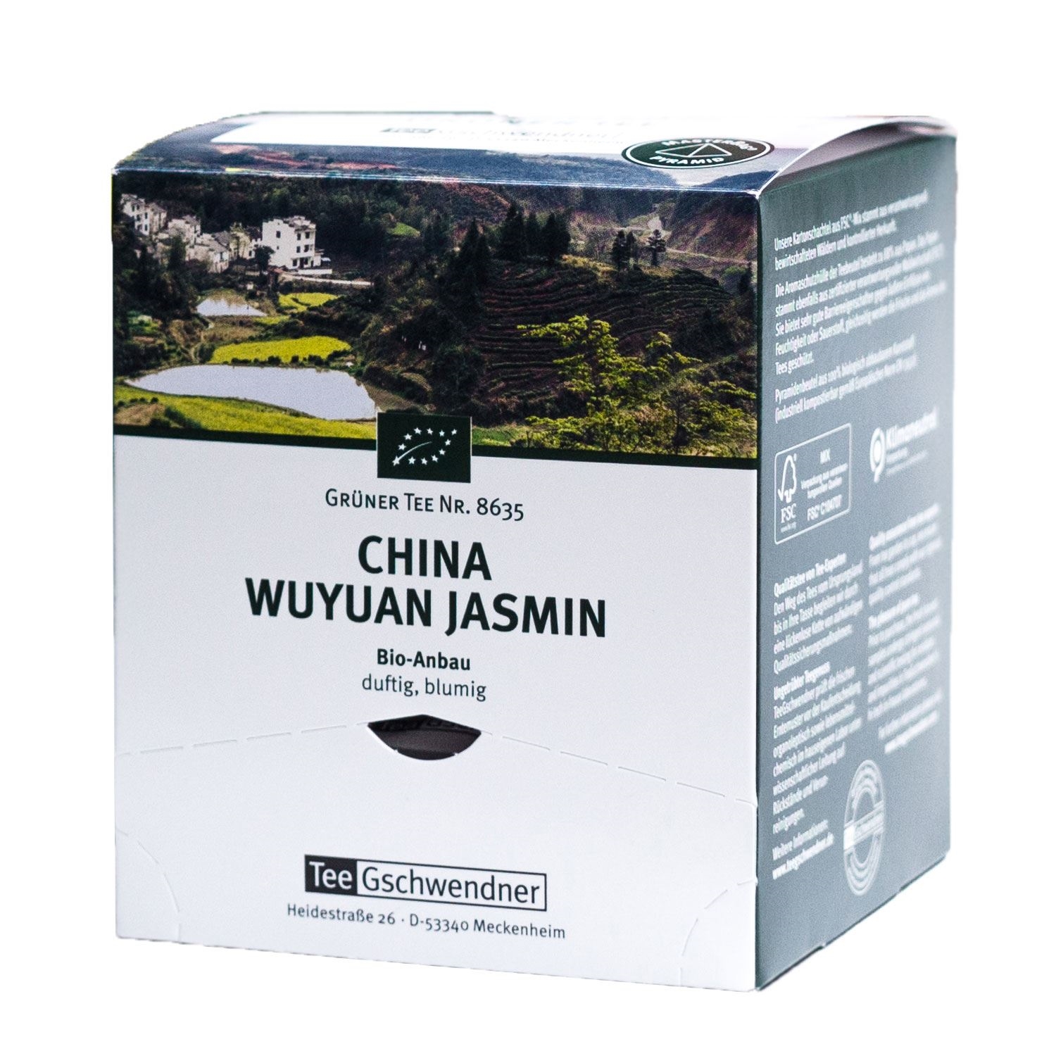 Tee Gschwendner China Wuyuan Jasmin Bio-Grüntee, China Wuyuan Jasmin, Jasmintee, Bio-Anbau, duftig, blumig