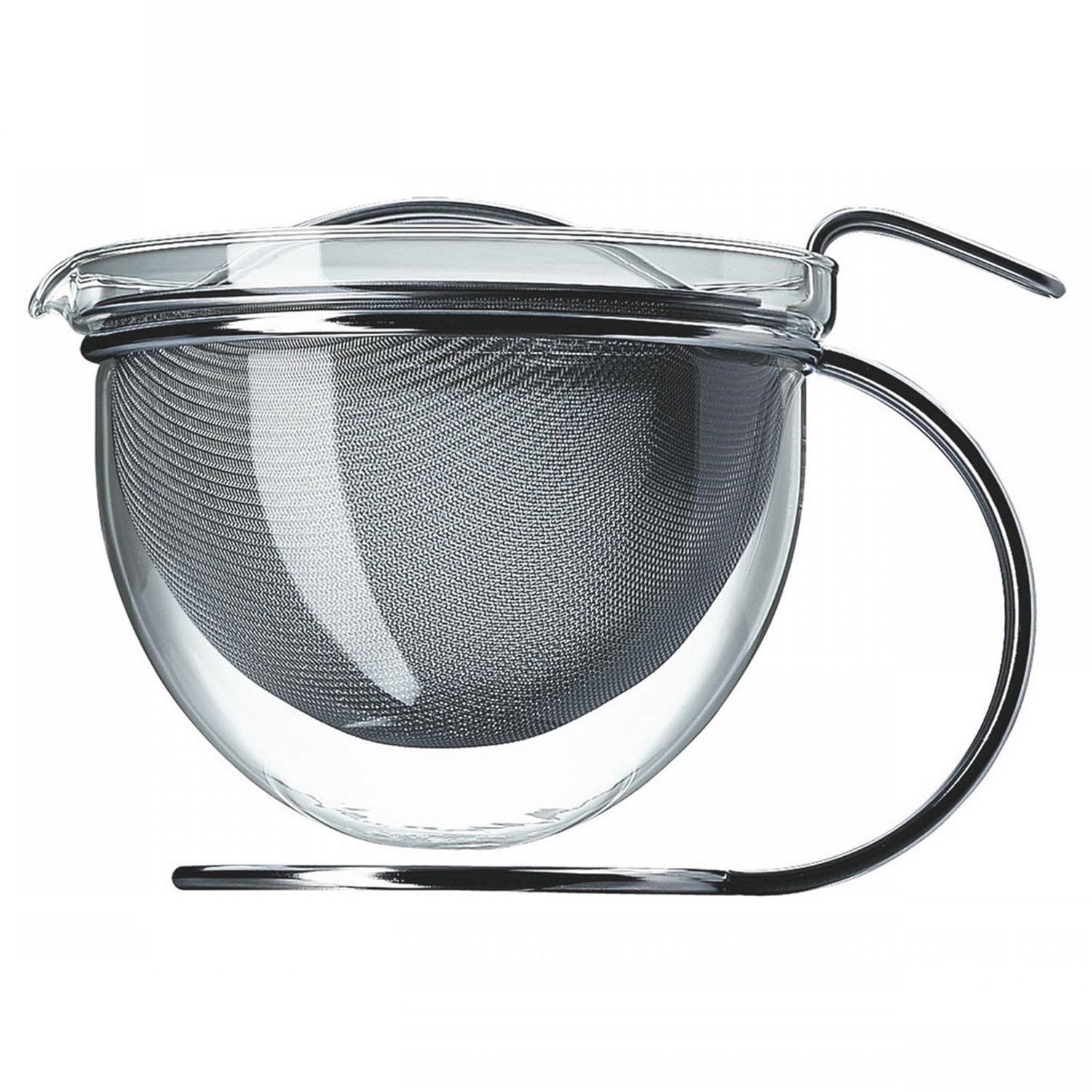 Transparente Glasteekanne mit feinmaschigem Edelstahlsieb, Teekanne, Teesieb, Glas, Kugel-Teekanne, Filter