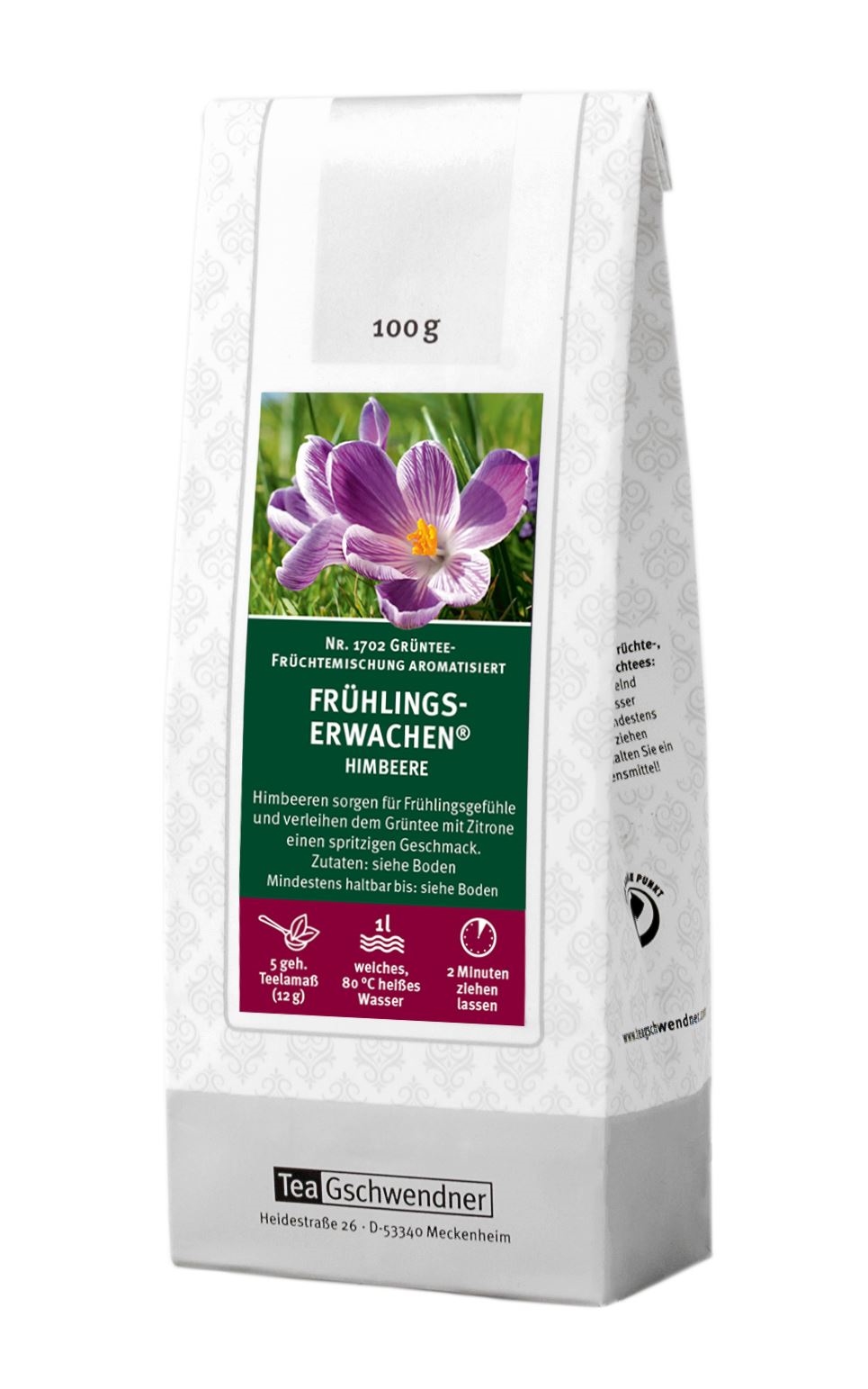 Teegschwendner Grüntee Frühlings-Erwachen Himbeere 100g, Kräutertee, Frühlingsgewächse, Himbeer, Früchtetee, Teegemischung