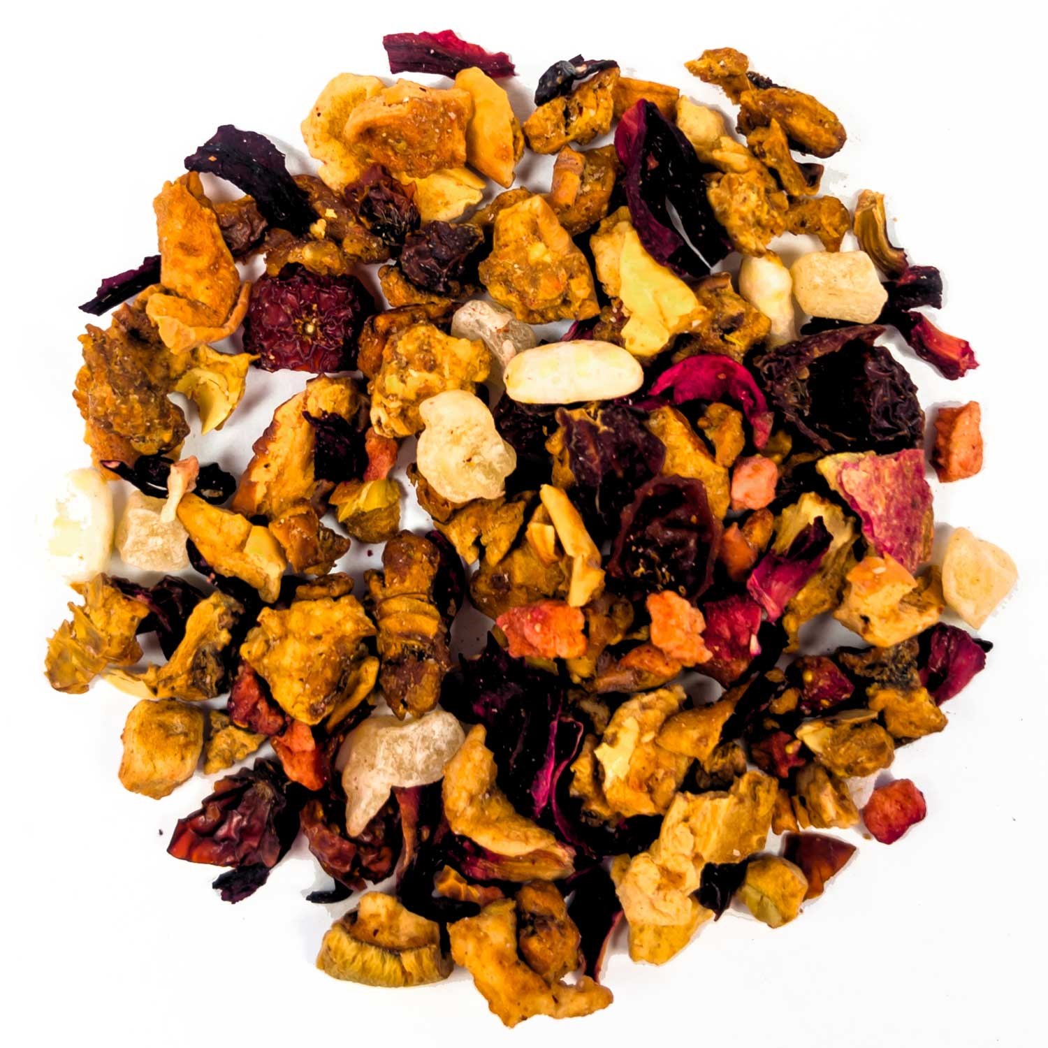 Colourful fruit tea blend with dried fruits