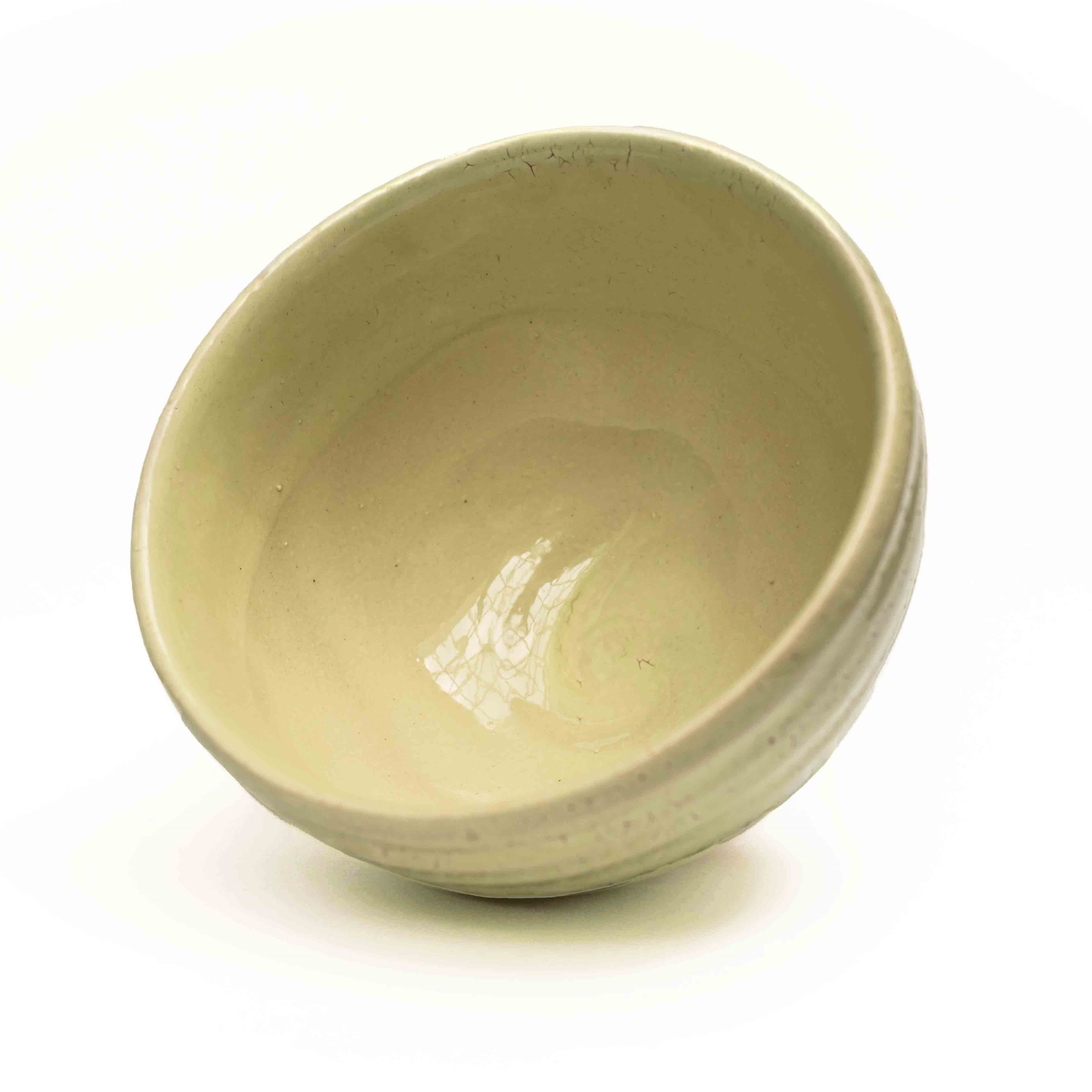 Handgefertigte cremefarbene Keramikschale, Schale, Töpferei, Keramik, Beige, Einzelstück