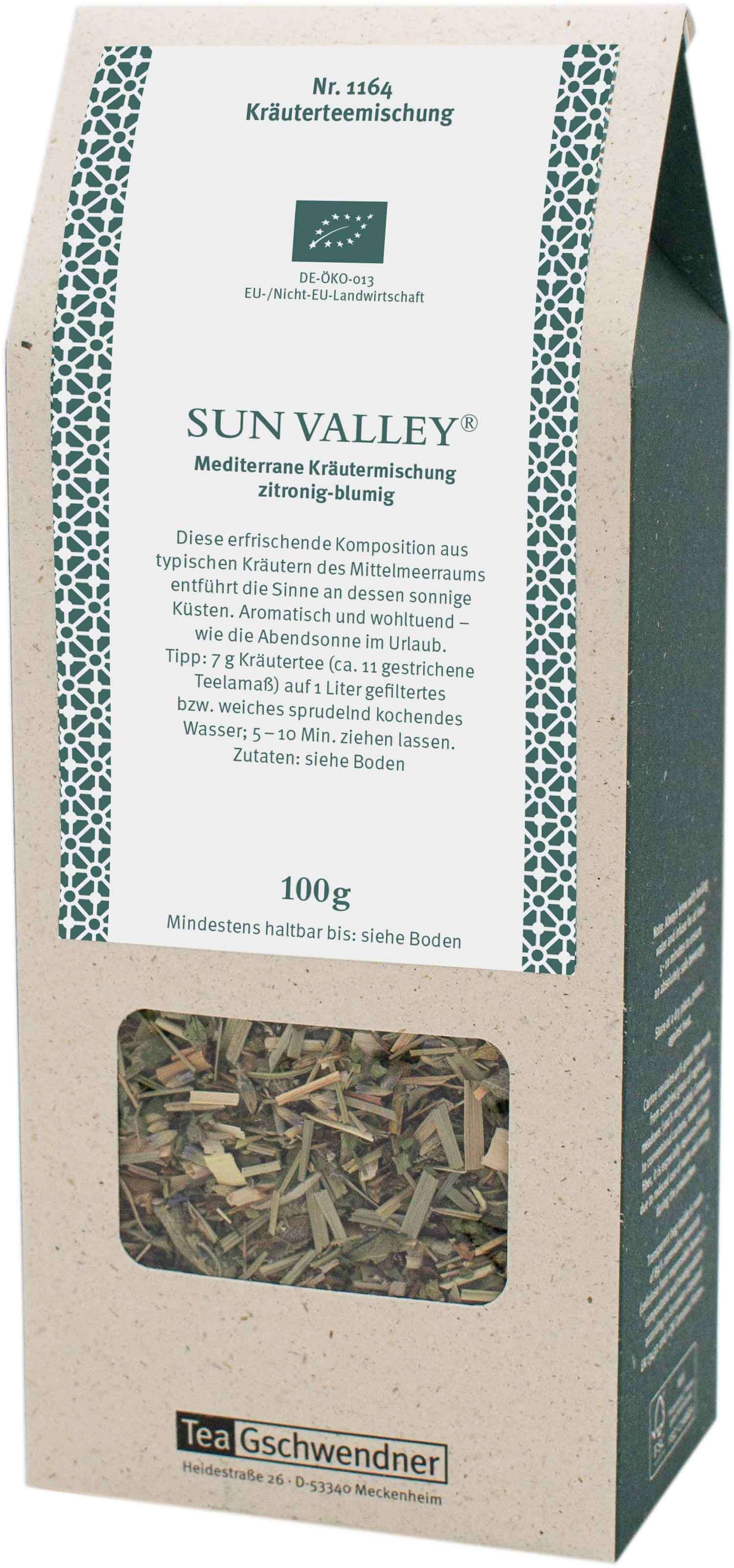 Sun Valley organic herbal tea, lemony-floral, 100 g