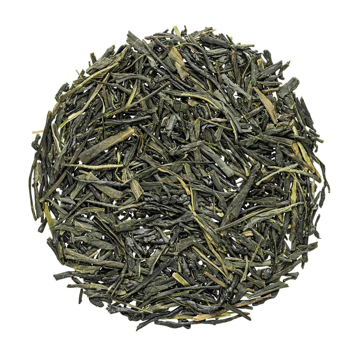 Runder Haufen loser grüner Sencha-Tee, tee, grüner tee, loser blatt, kräutertee, runde menge