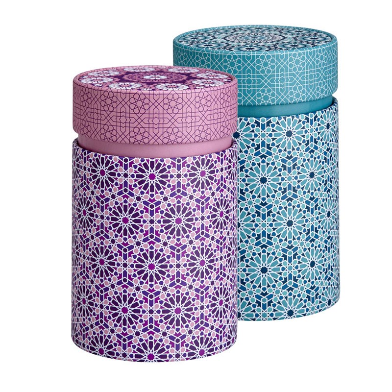 Zwei bunte Vorratsdosen mit orientalischem Mosaikmuster, Aufbewahrungsdose, Metalltins, Handgefertigt, Ornamentmuster, Mikroblumen