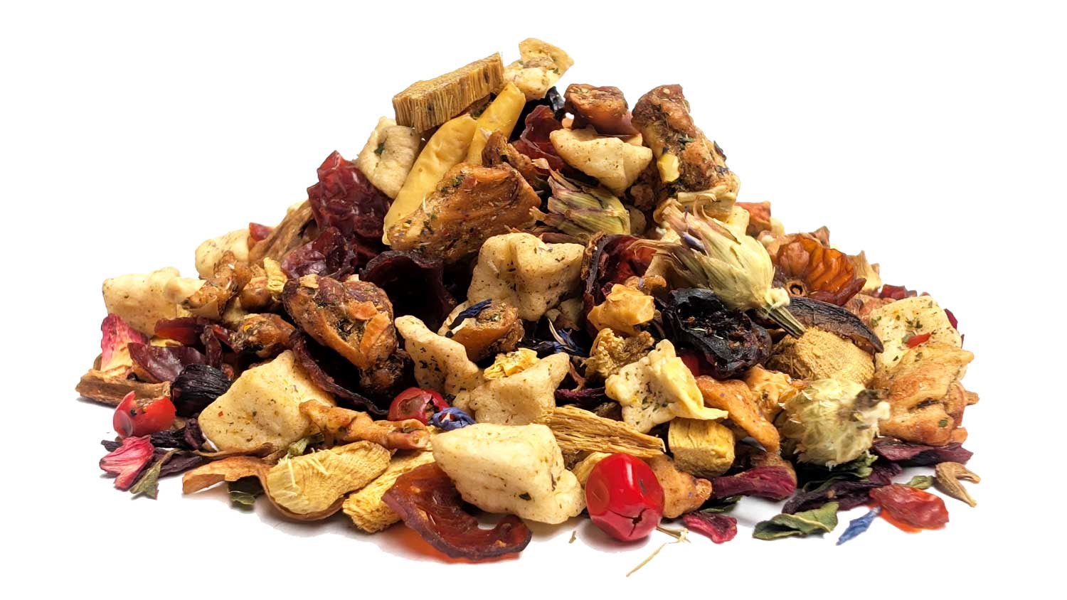 Kräutertee-Mischung, Phermenta, Kräuterstücke, Trockenmix, Obst und Gemüse-Snack